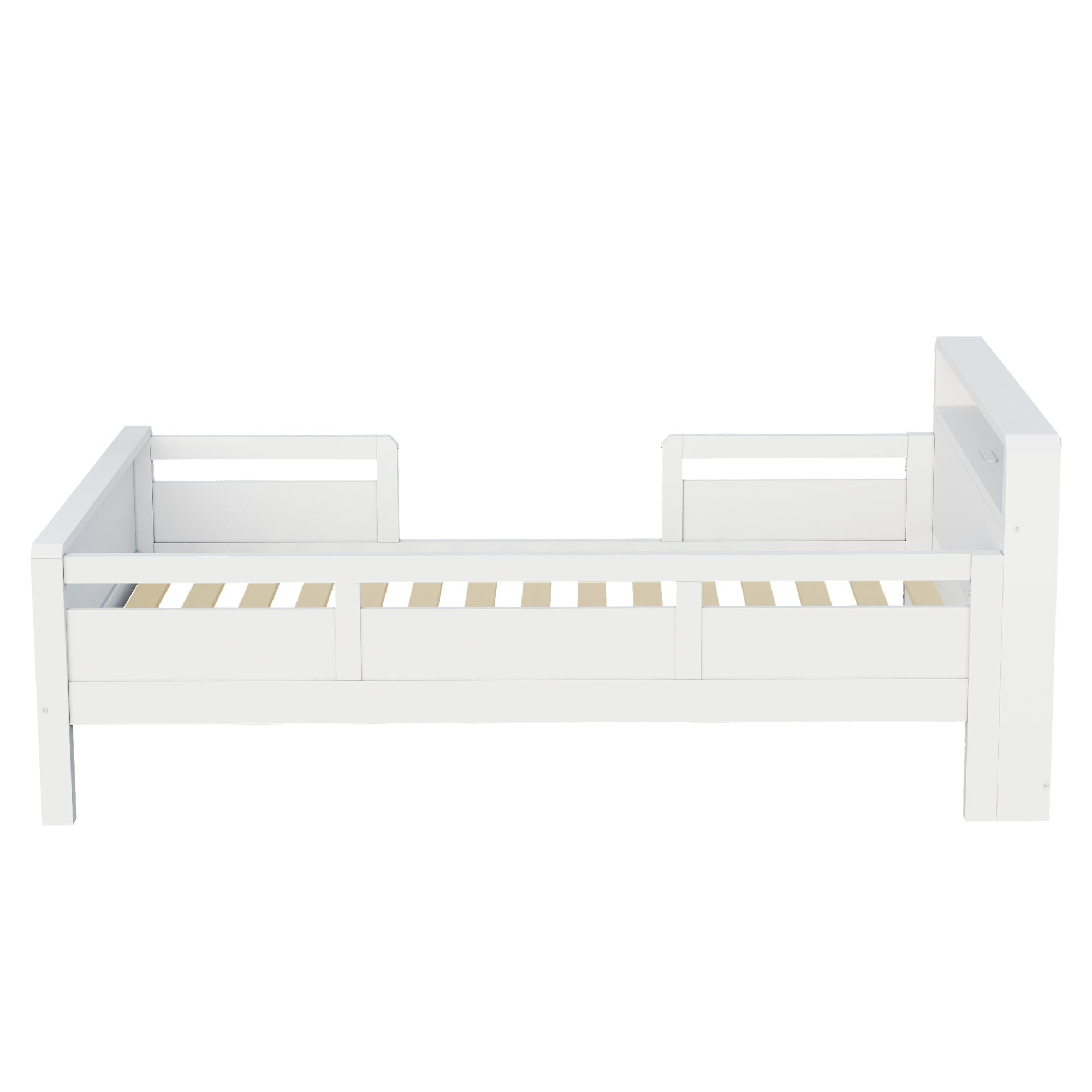 Logidon houten bed 90x200 cm USB C oplaadpunt LED hoofdbordplank wit