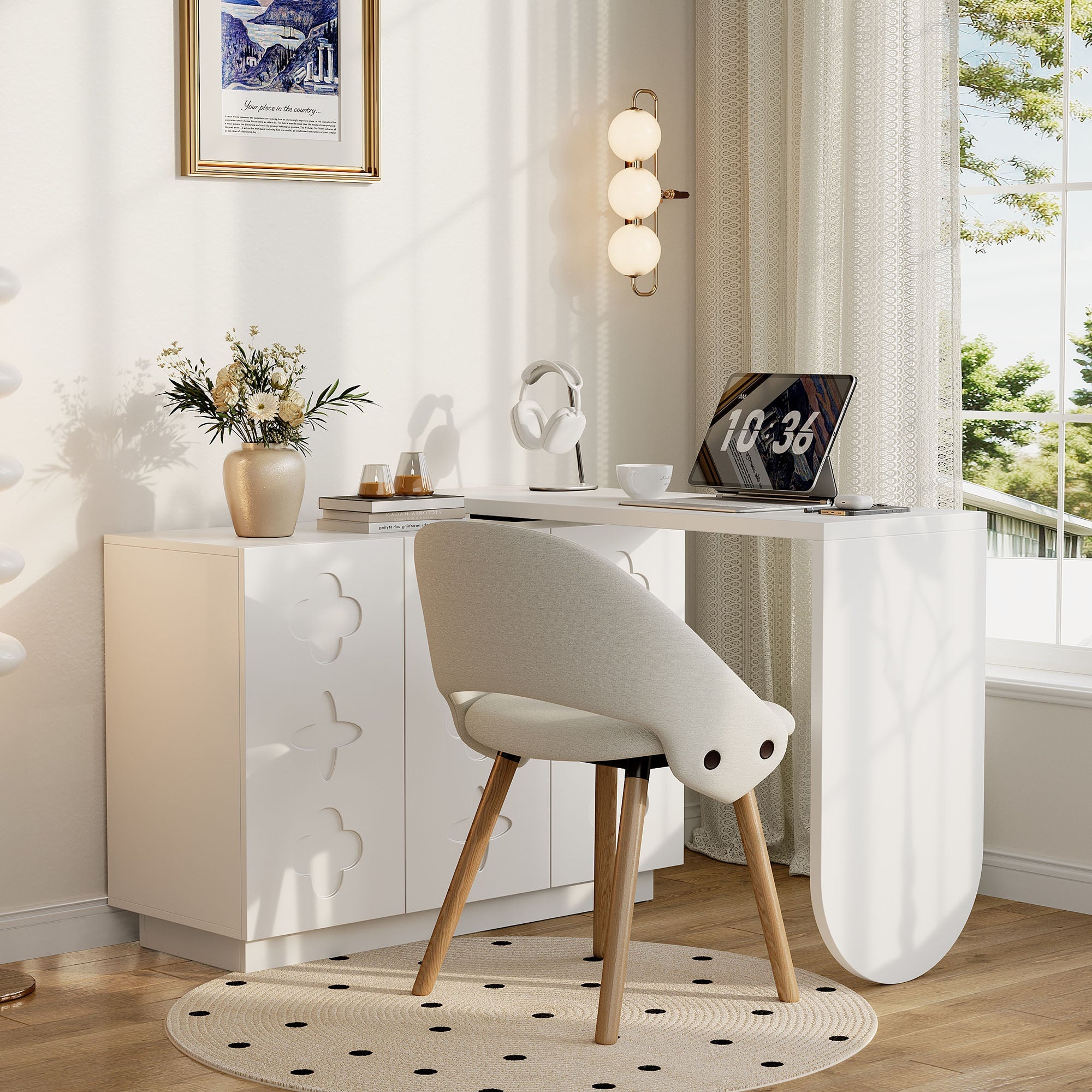 Logidon hoekbureau L-vorm draaibaar wit 110 centimeter
