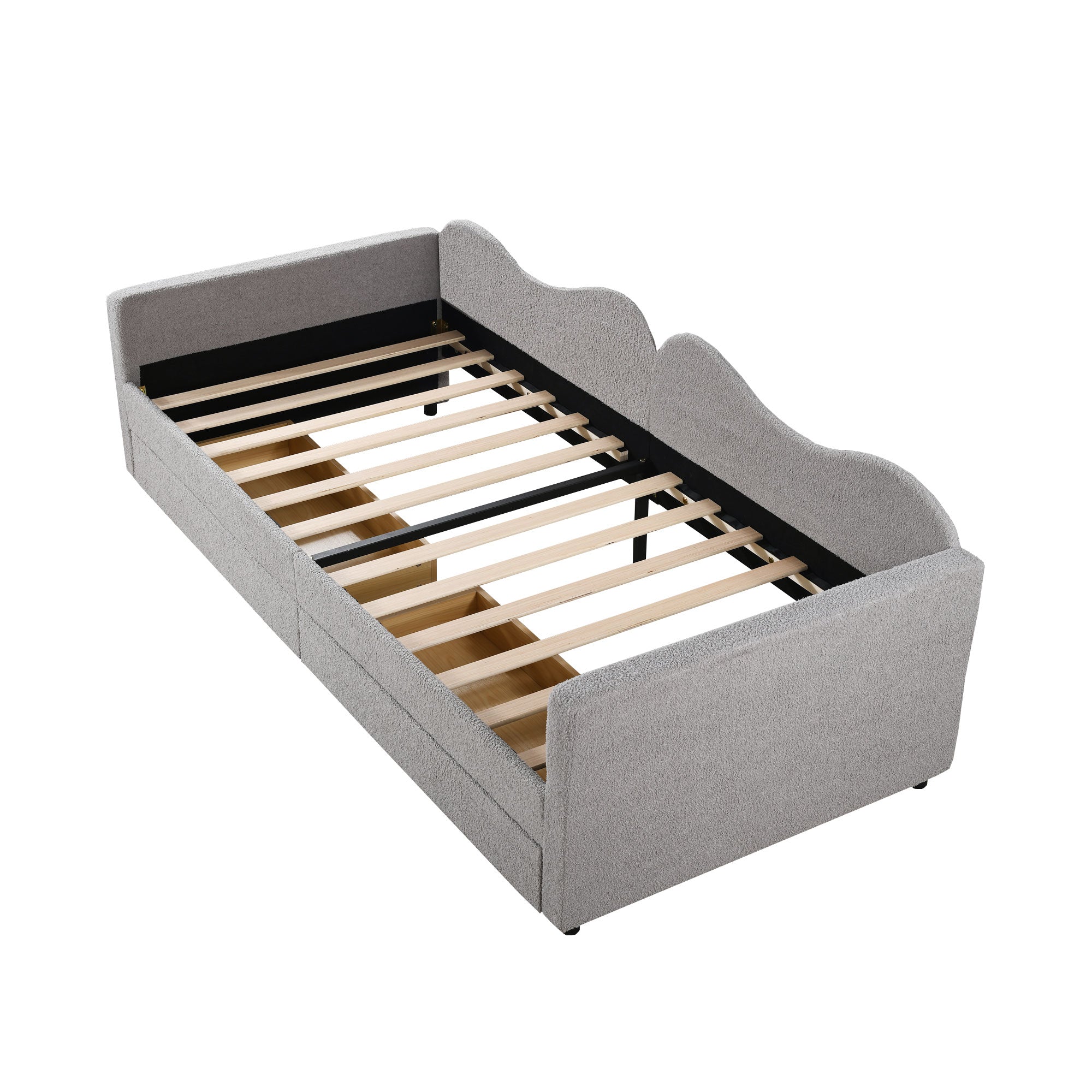 Logidon gestoffeerd bed 90x200 grijze slaapbank met 2 lades