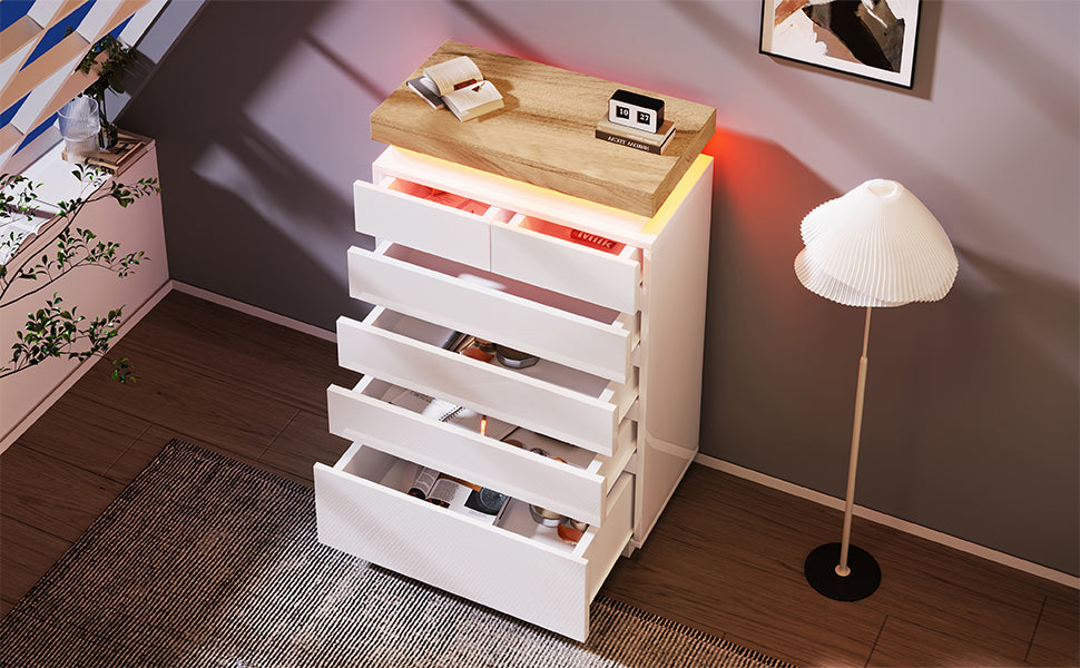 Logidon sideboard 6 drawers white 115x73x39 cm LED app control