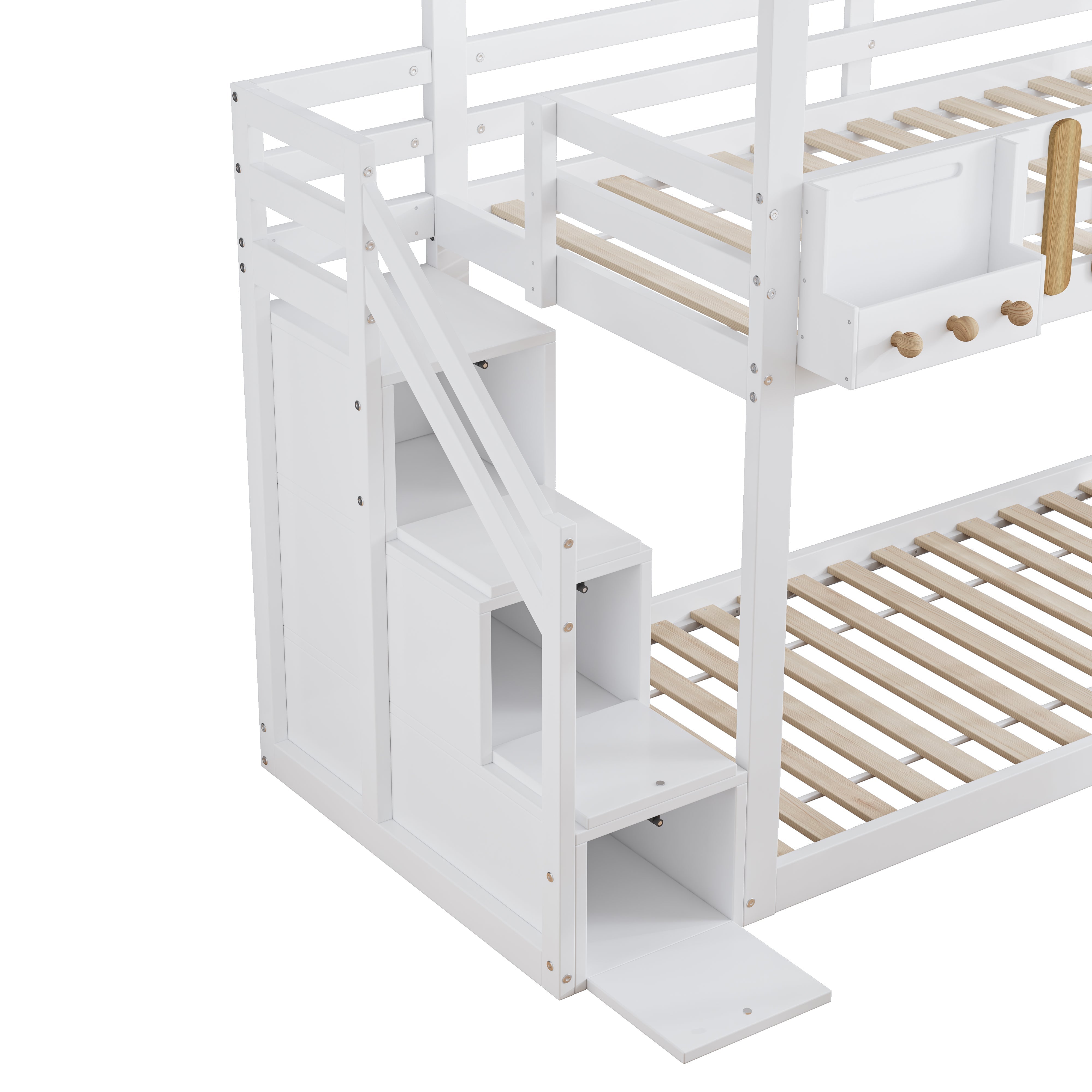 Logidon Bunk Bed With Stairs Window Pine Wood White 90x200 cm