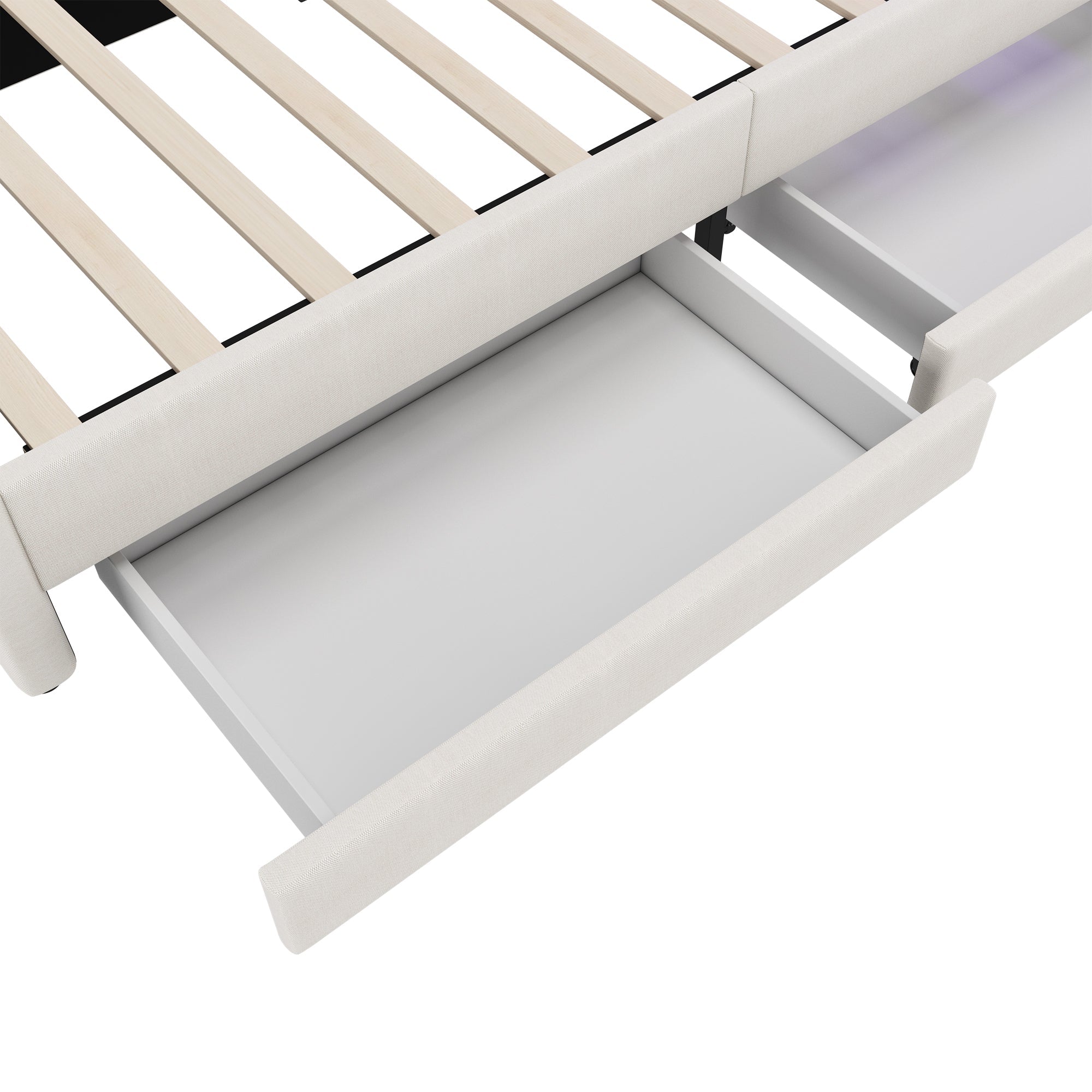 Logidon Dagbed 90x200 cm Beige Slaapbank Opbergvak met USB C LED