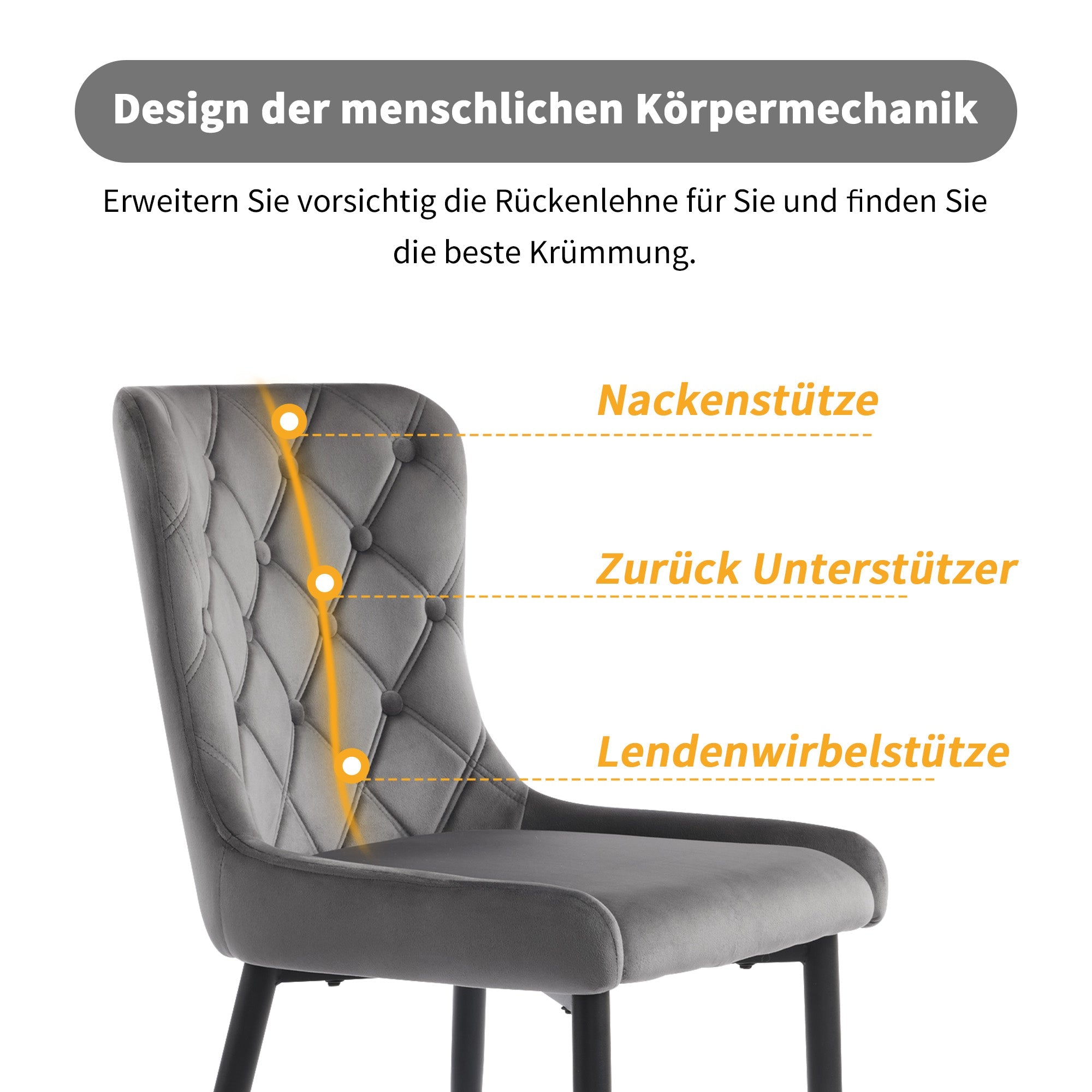 Logidon eetkamerstoelen met rugleuning set van 2 fluweel donkergrijs