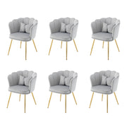 Logidon Set of 6 Velvet Chairs with Flower Backs and Golden Legs