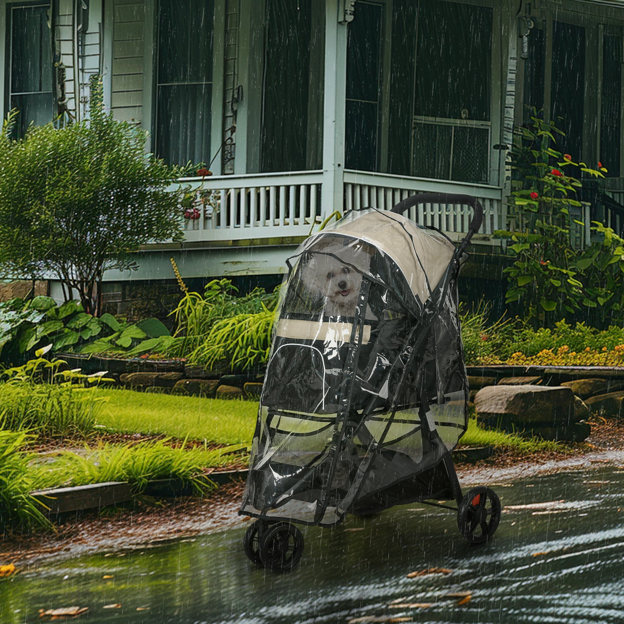Logidon 2 in 1 hondenbuggy met regenhoes kaki tot 10 kg
