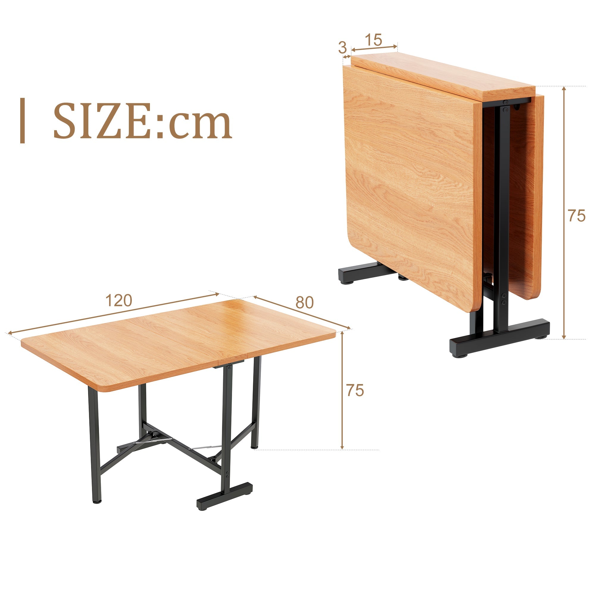 Logidon uitschuifbare eettafel 120x80 cm MDF natuurlijke look minimalistisch