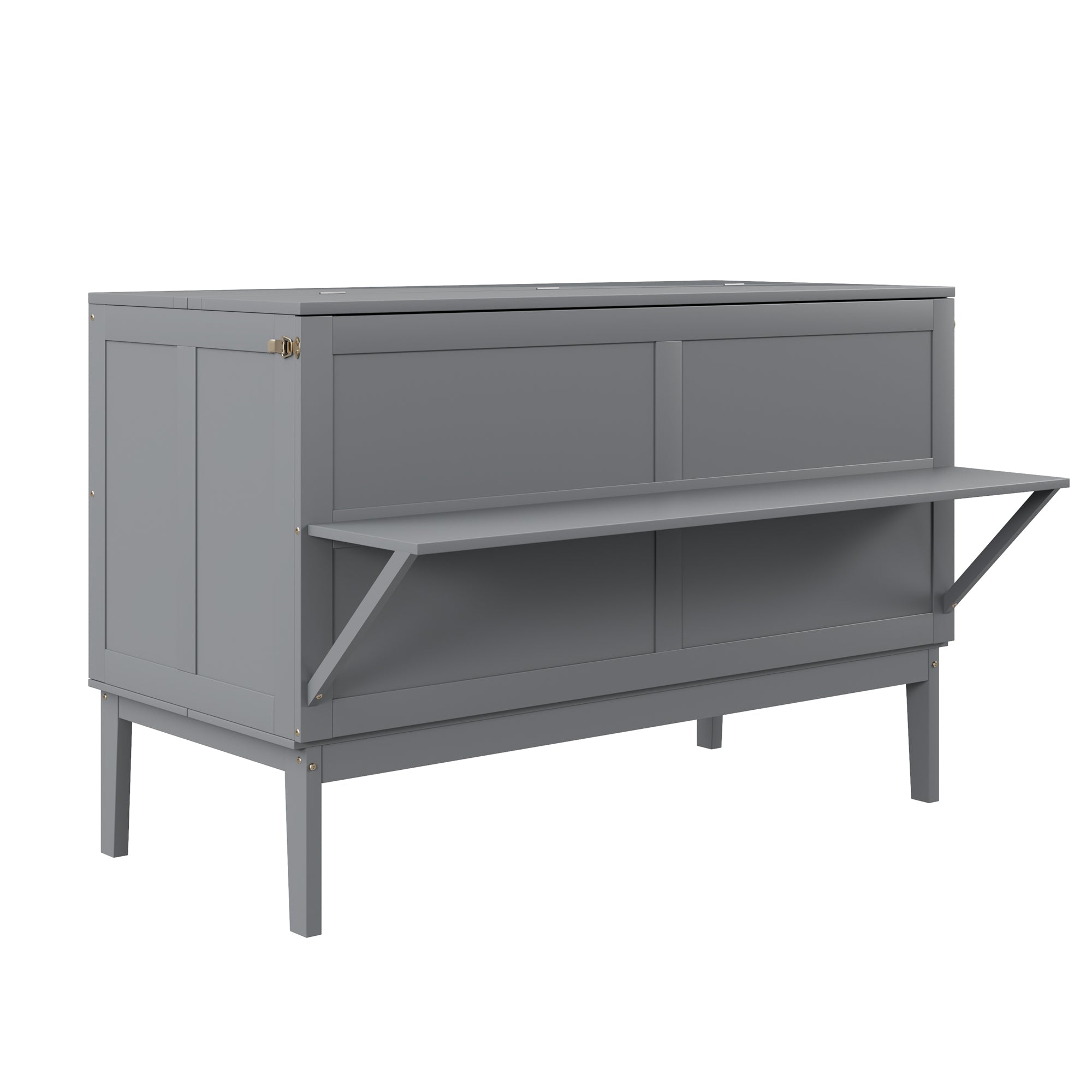 Logidon bedkast 140x200 cm grijs opklapbed met lattenbodem