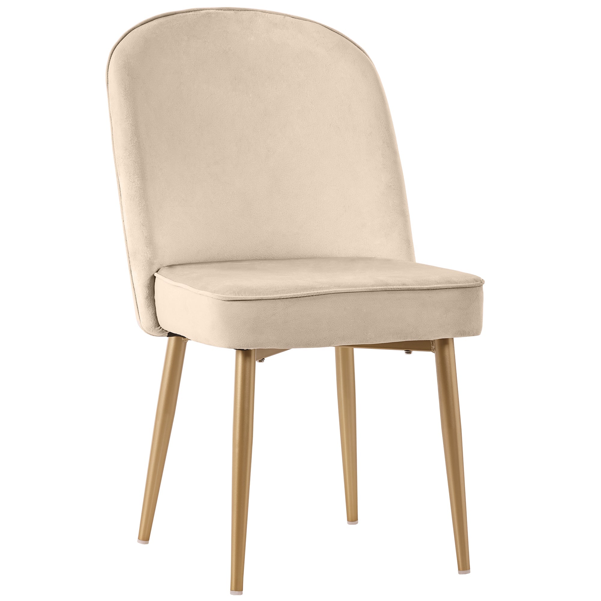 Logidon Set van 4 eetkamerstoelen beige fluweel gouden poten