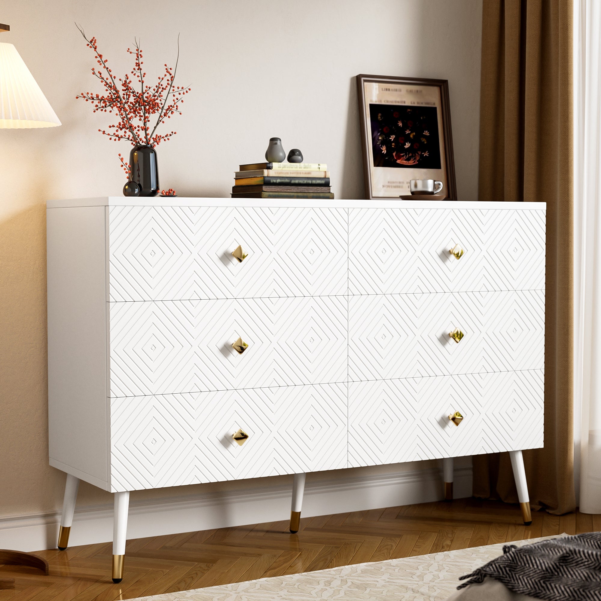 Logidon Moderne ladekast 6 lades 120x40x80 cm wit
