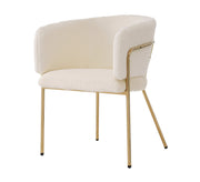 Logidon dining chair beige velvet look with gold metal legs
