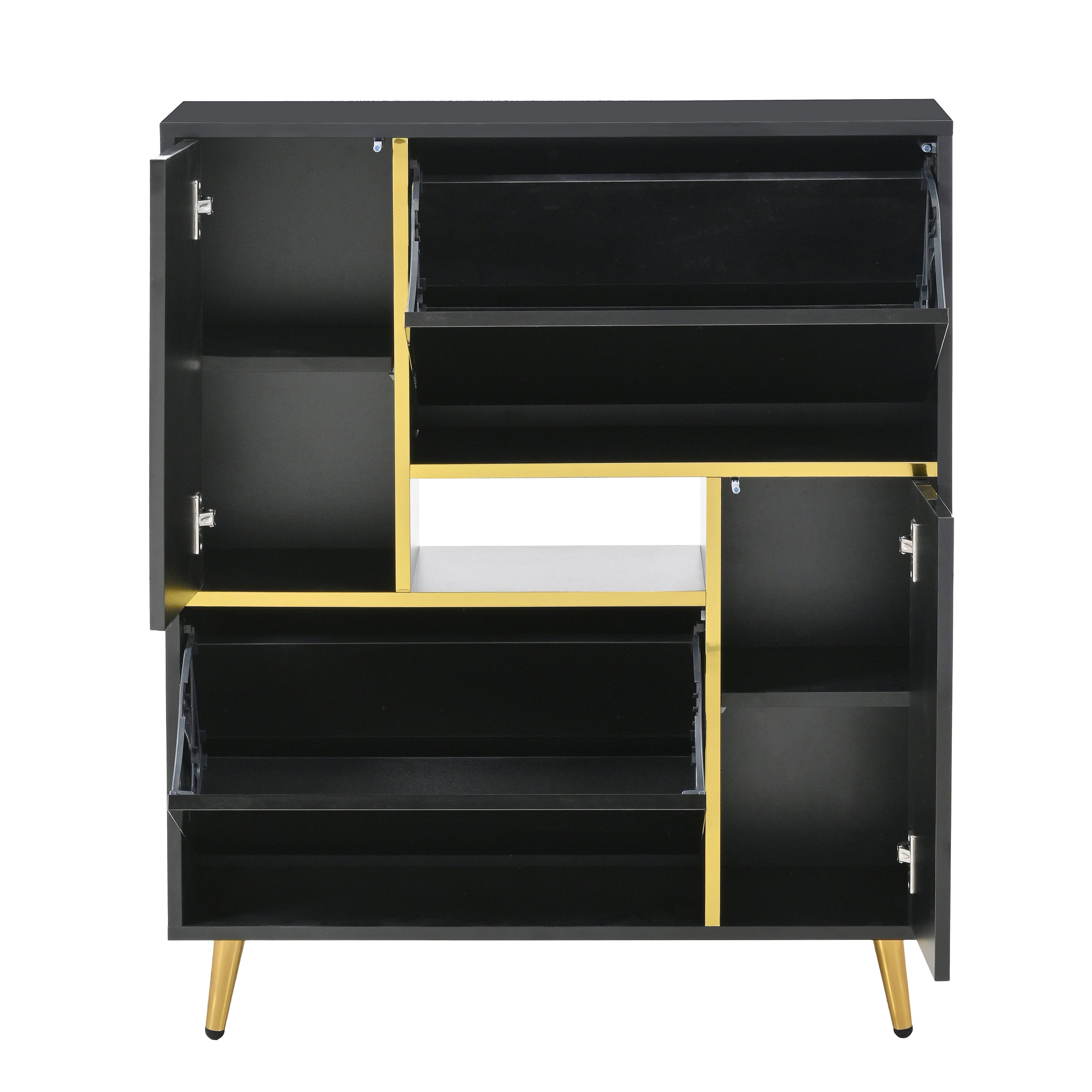 Logidon Moderne Schoenenkast Zwart Hoogglans LED 80x25x96 cm