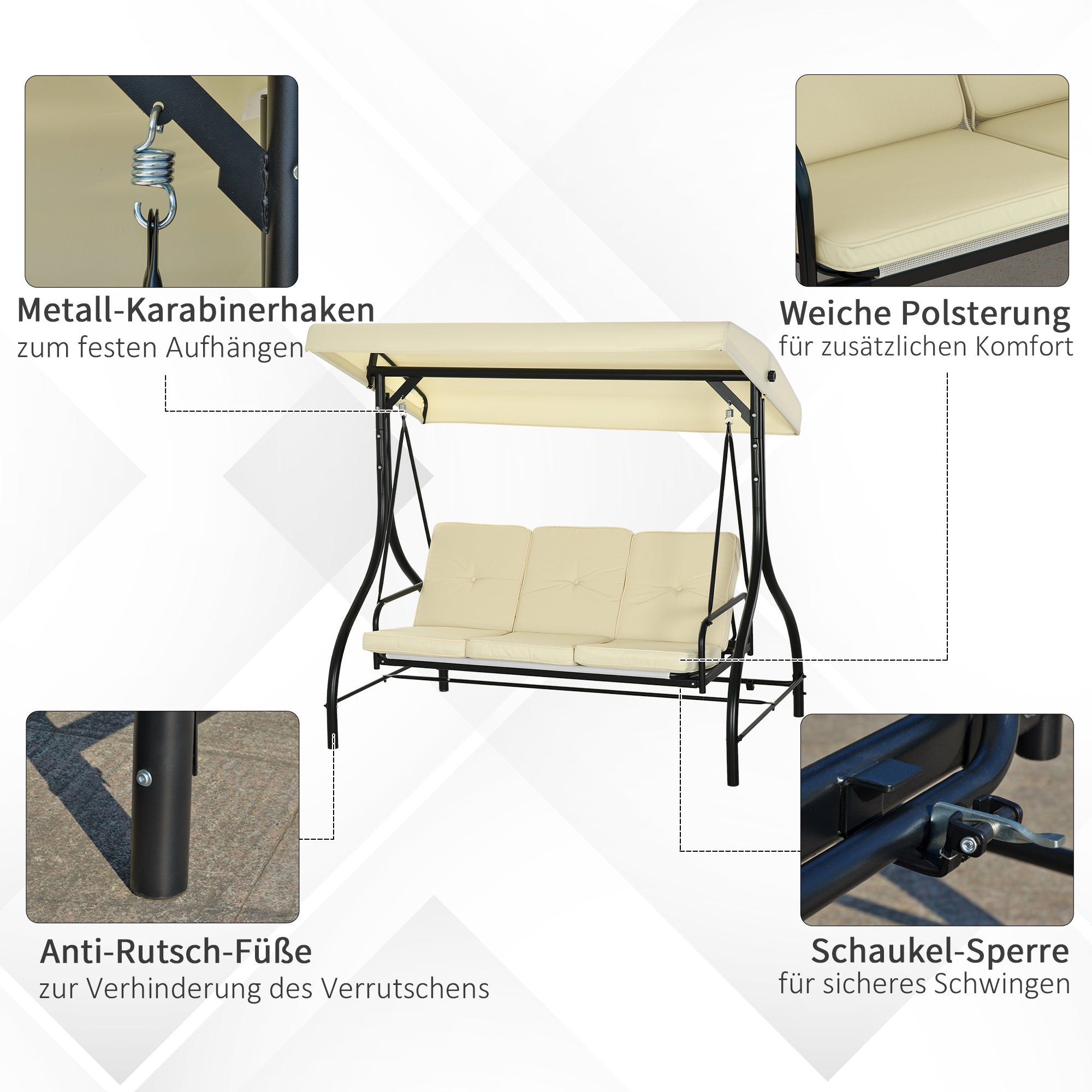 Logidon 2 in 1 Hollywood schommel ligfunctie 3 zits beige
