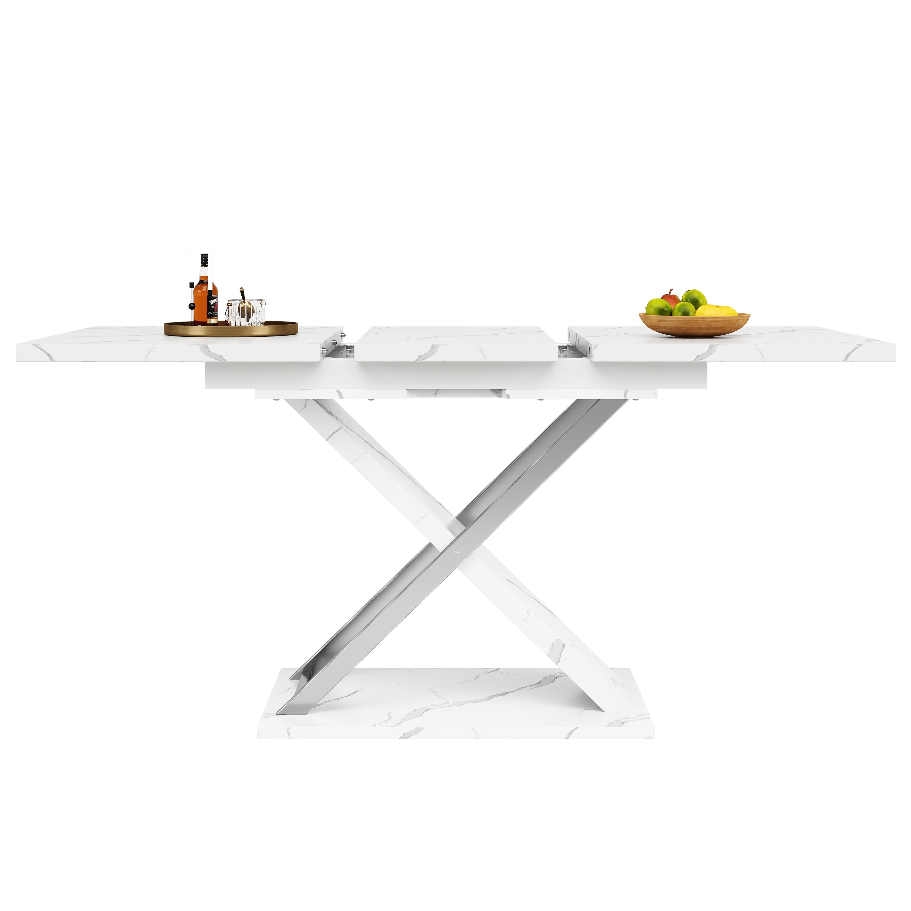 Logidon Uitschuifbare eettafel wit 118-157 cm met gekruiste poten