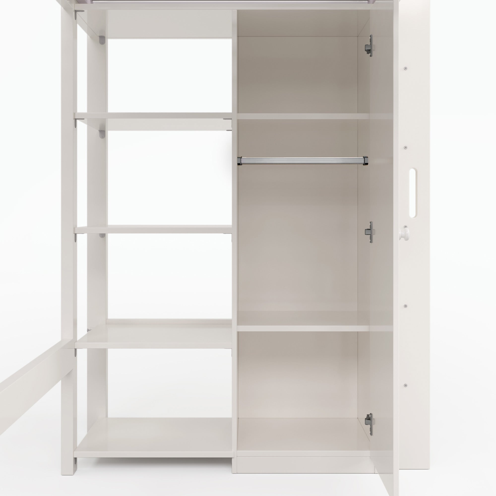 Logidon kinderhoogslaper 90x200 cm wit met kledingkast en 6 planken