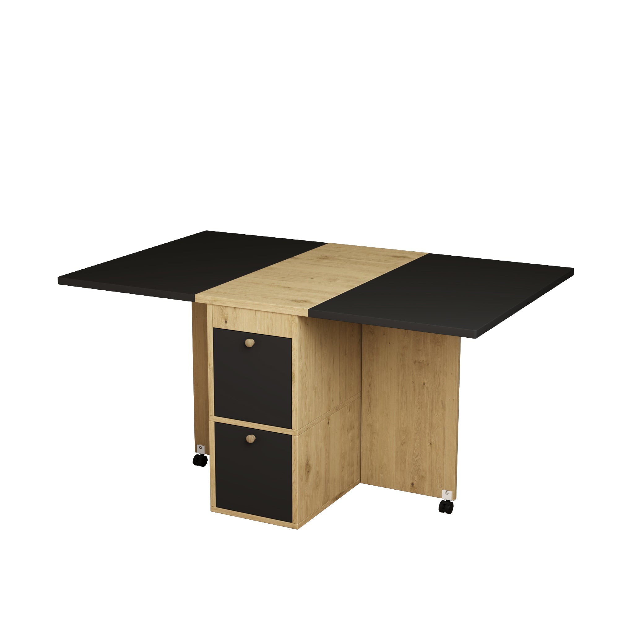 Logidon Eettafelset Wit Eiken Zwart Uitschuifbare Tafel 4 Stoelen