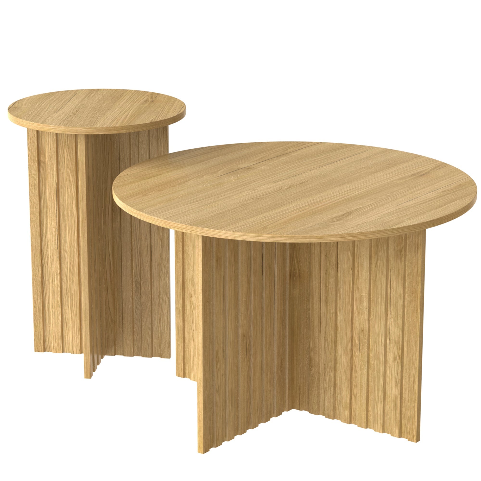 Logidon Nesttafelset 2-delig Naturel Hout Rond 76 Cm Scandinavisch