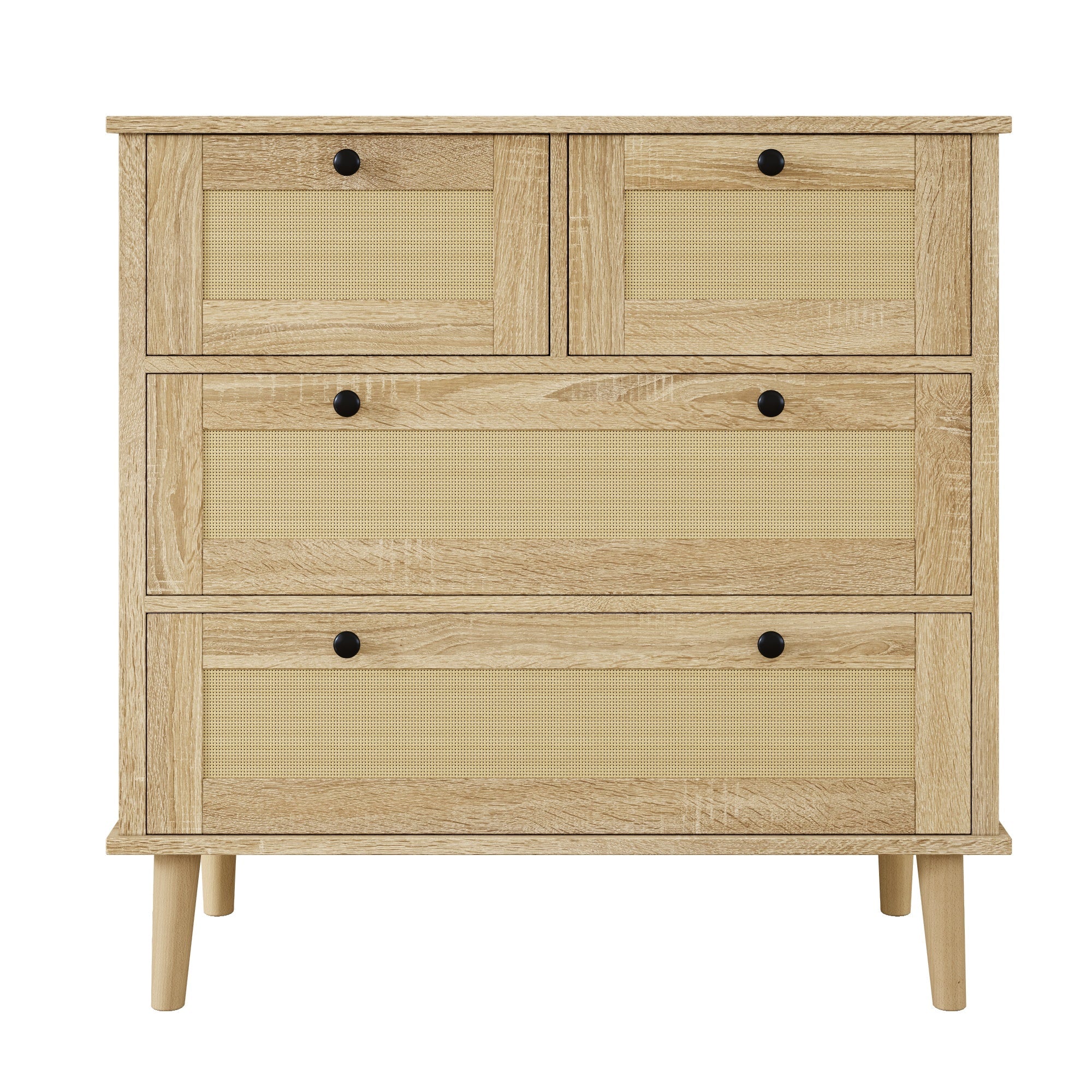Logidon ladekast met 4 lades en rotan front naturel 80x40x80 cm
