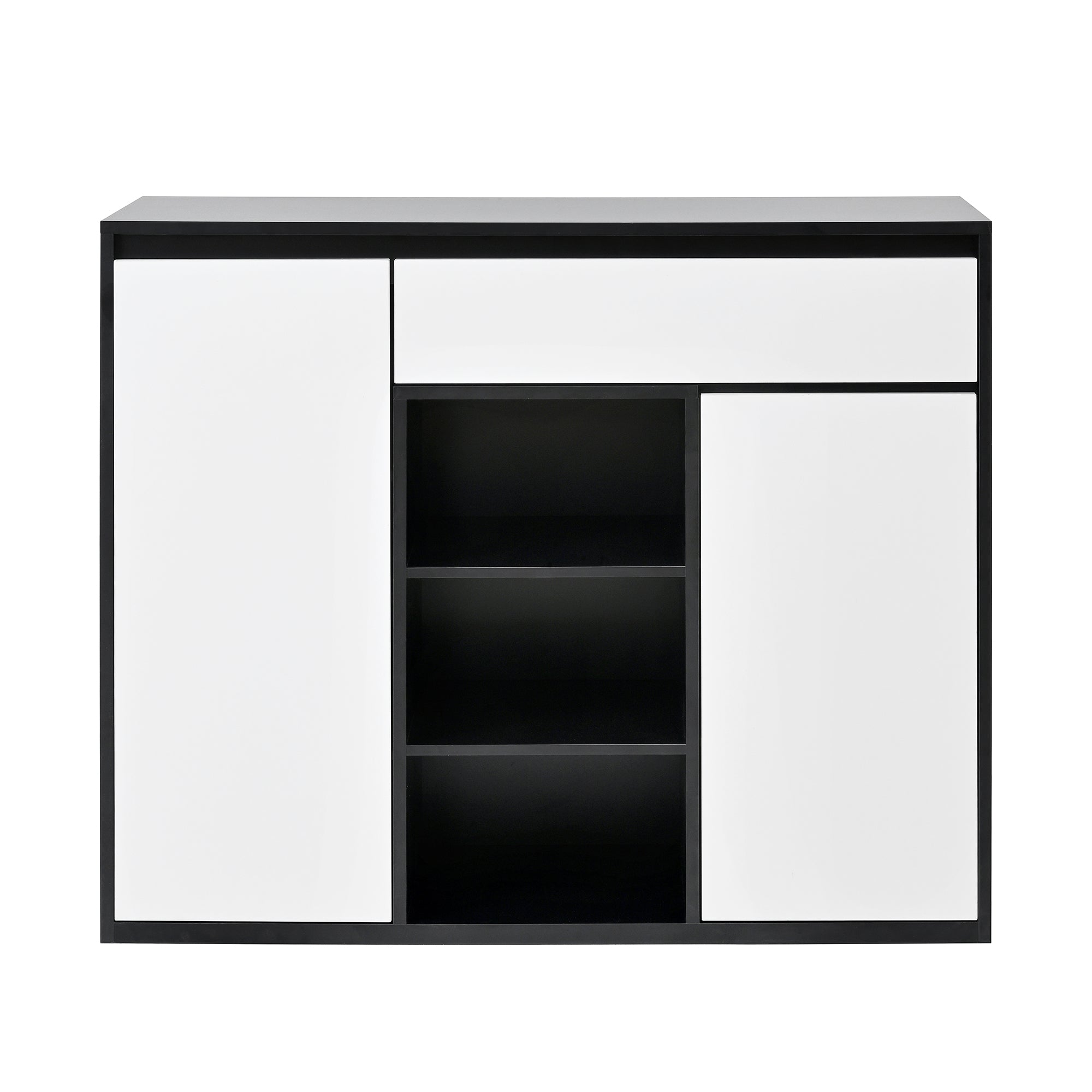 Logidon Shoe Cabinet Black White Two Doors Adjustable Shoe Rack