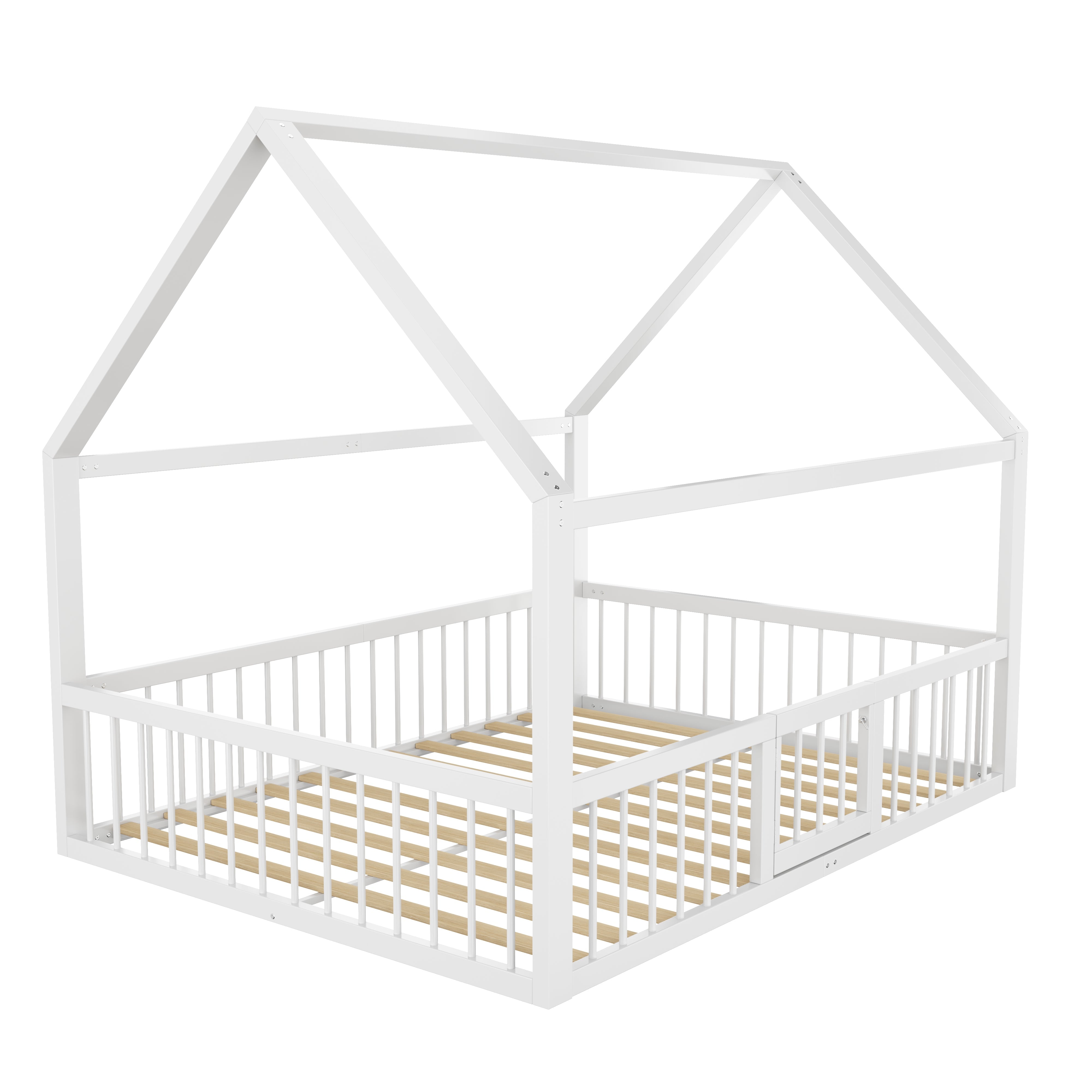 Logidon metalen bed 140x200 wit plat bed met dakframe