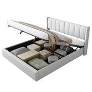 Logidon Binaural LED gestoffeerd bed 160 x 200 cm wit met opbergruimte