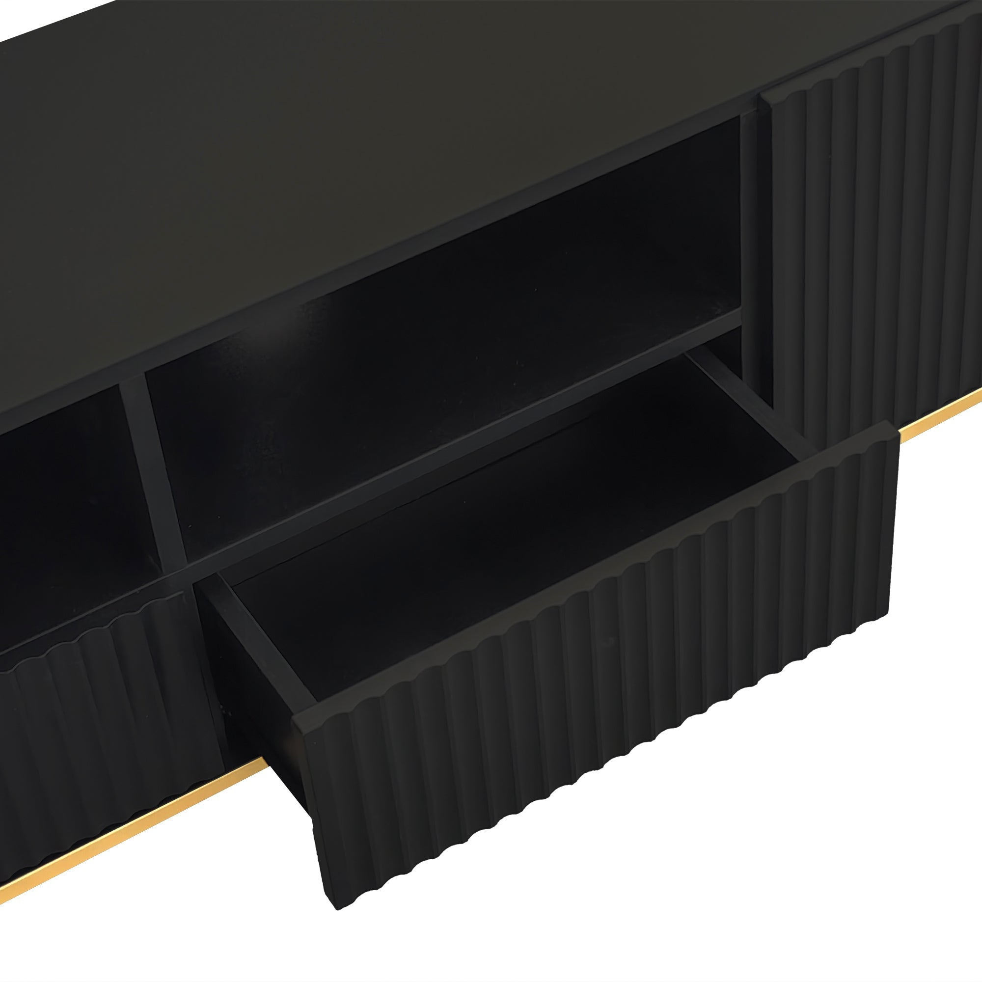 Logidon Modern TV-meubel 165 cm Zwart met Gouden Voeten en Rand