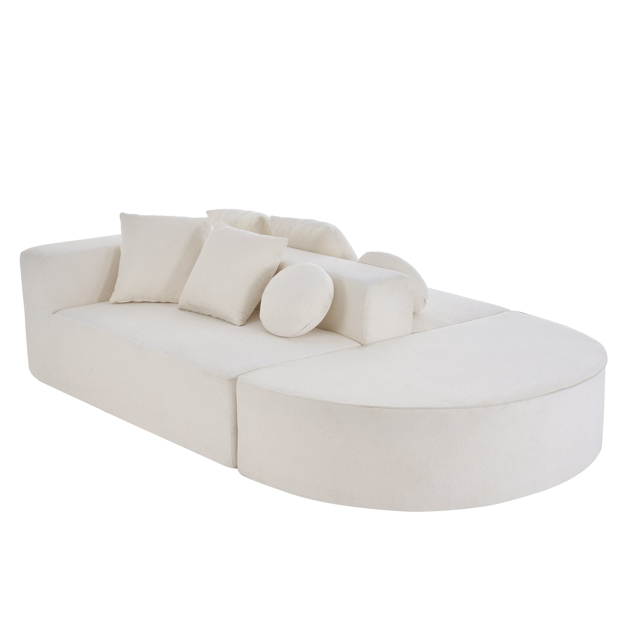 Logidon Modulaire Cloud Sofa 5-zits fluwelen wit fluweel, geen montage