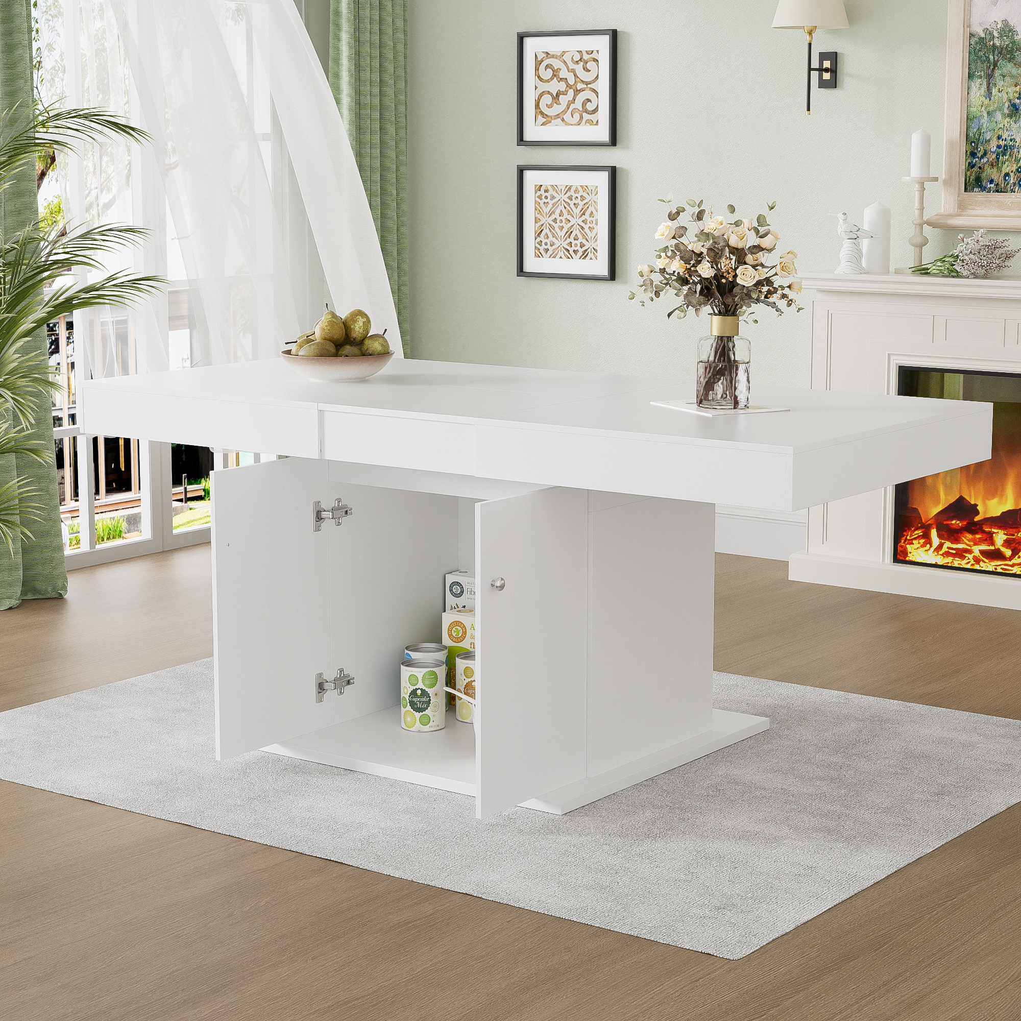 Logidon uitschuifbare eettafel L140/180 cm wit met opbergruimte