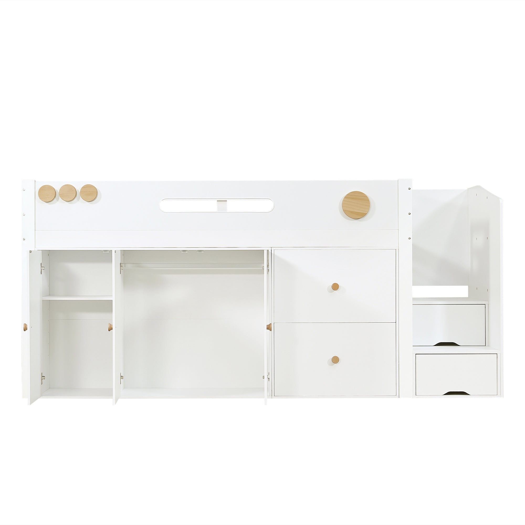 Logidon halfhoogsbed 90x200 wit met opbergtrap 2 lades