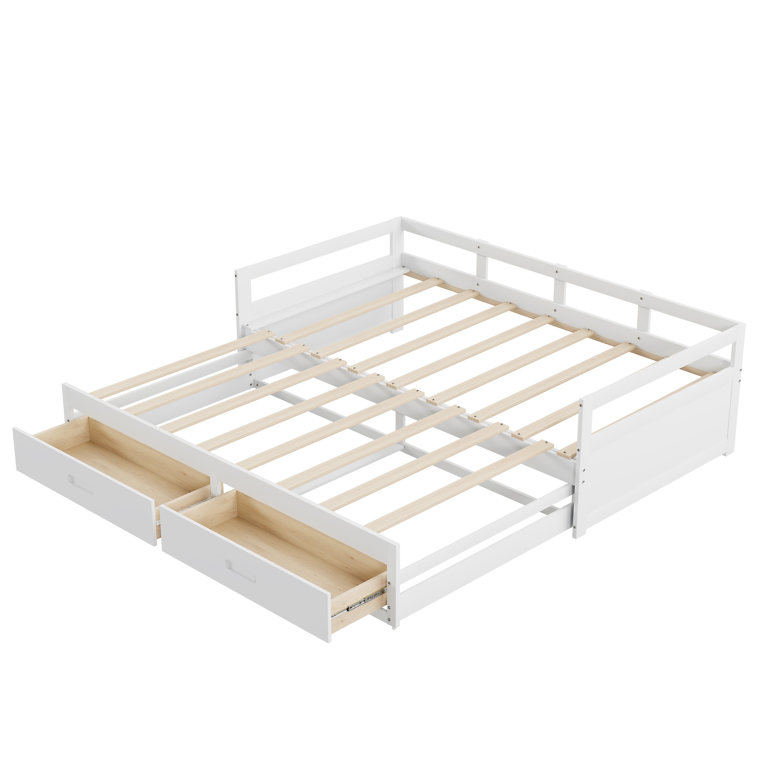 Logidon Uitschuifbare slaapbank met lades 90/180 x 200 cm wit