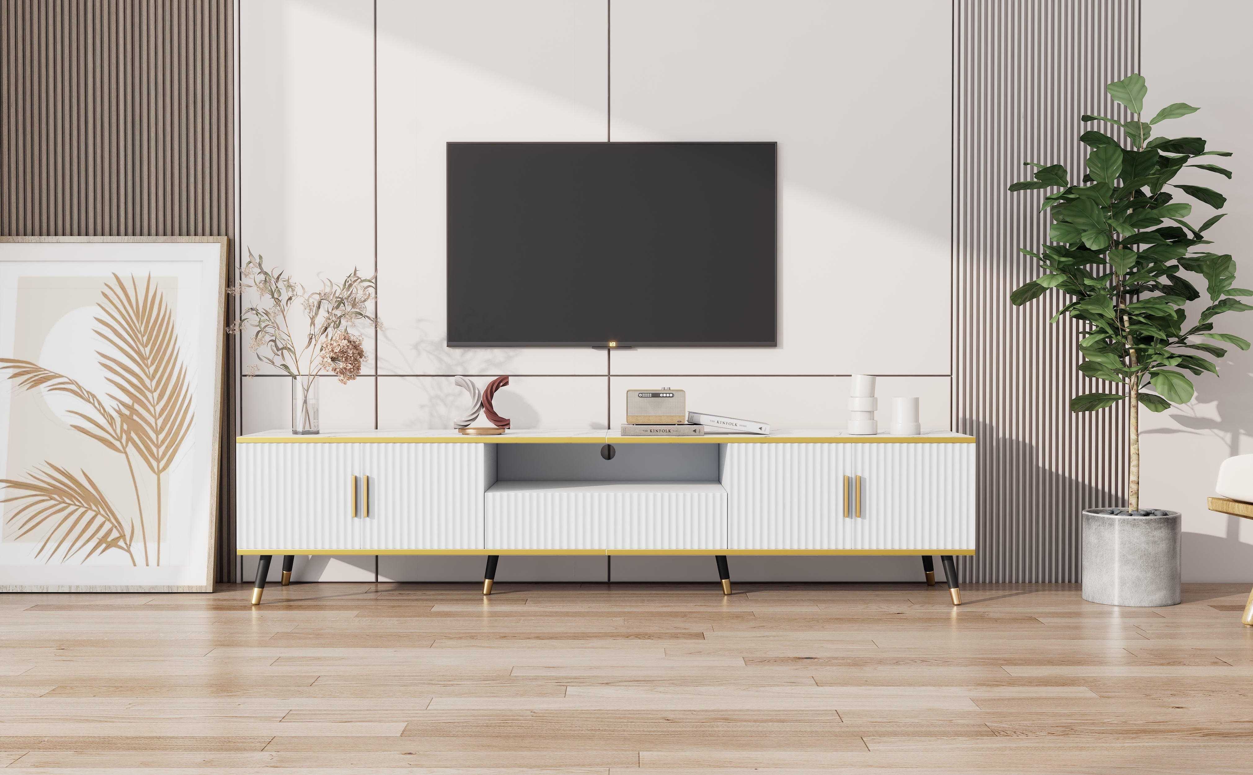 Logidon Modern TV-meubel Wit Marmerlook 200x40x46 cm
