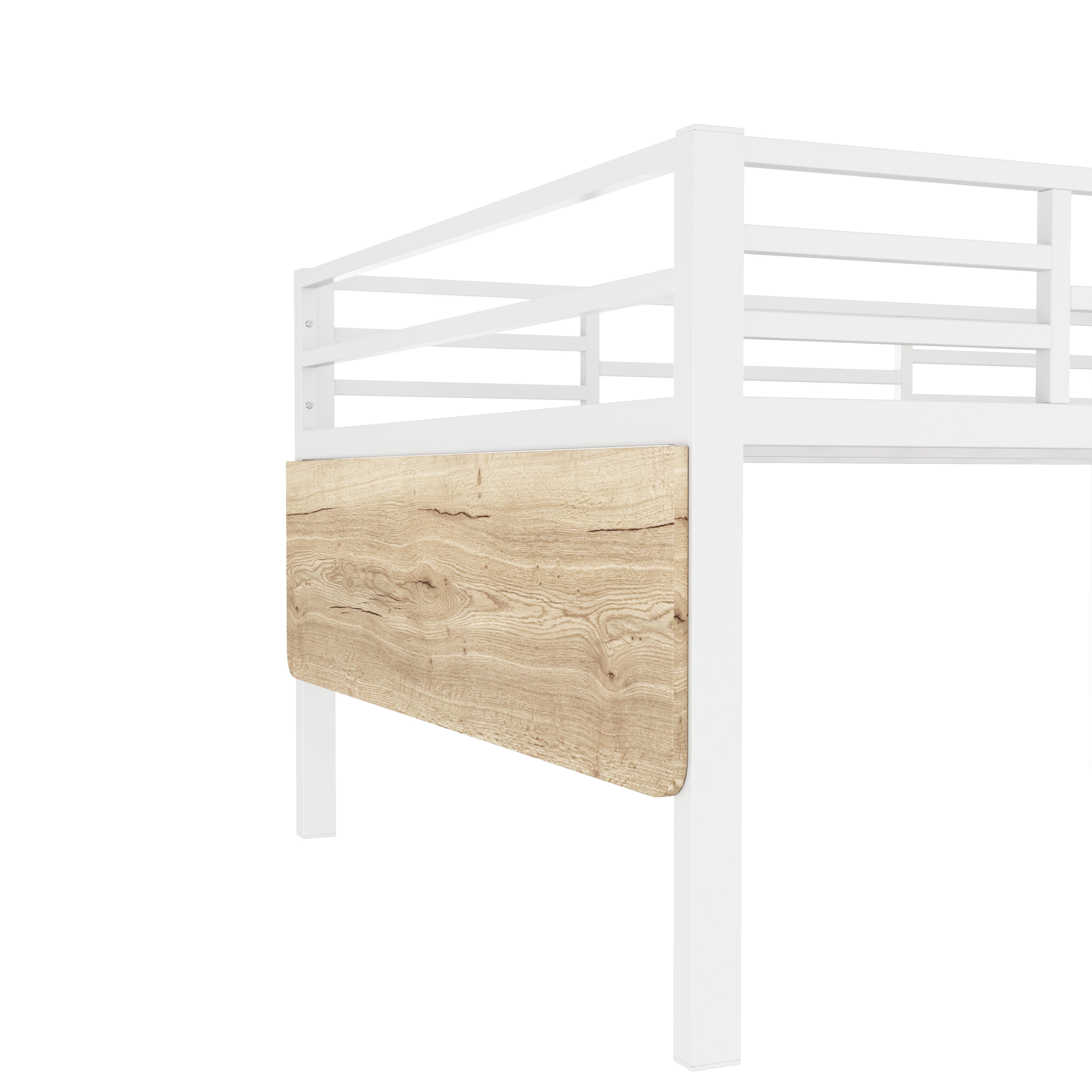 Logidon vlakbed metalen bed 140x200 witte reling LED-lichtstrip