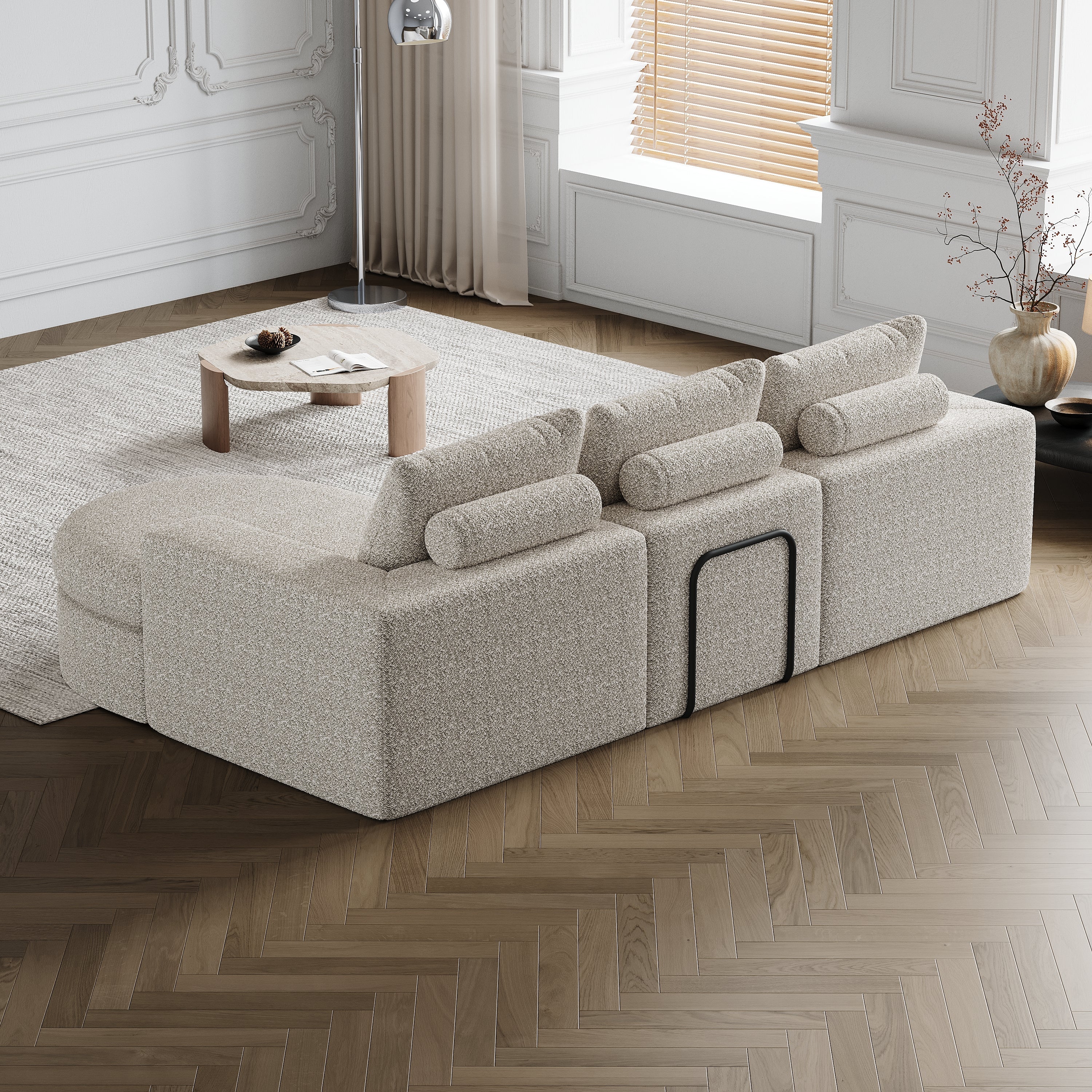Logidon Modulair Chenille Sofa 3-zits Hoekbank Ligstoel Beige
