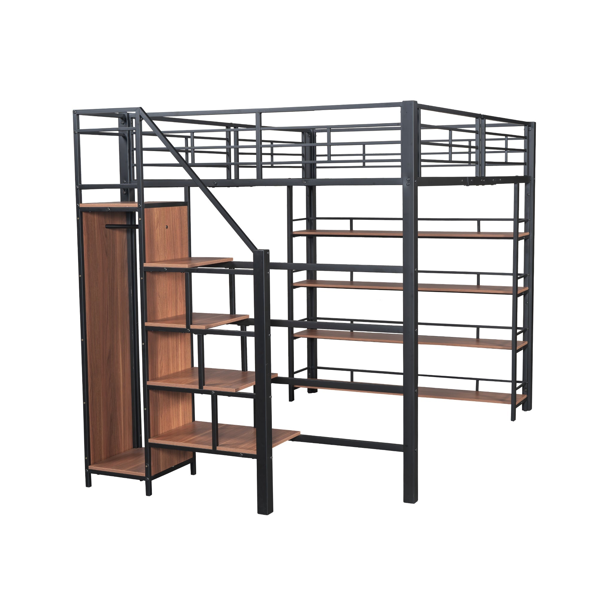 Logidon hoogslaper 140x200 met veiligheidstrap en opbergruimte zwart
