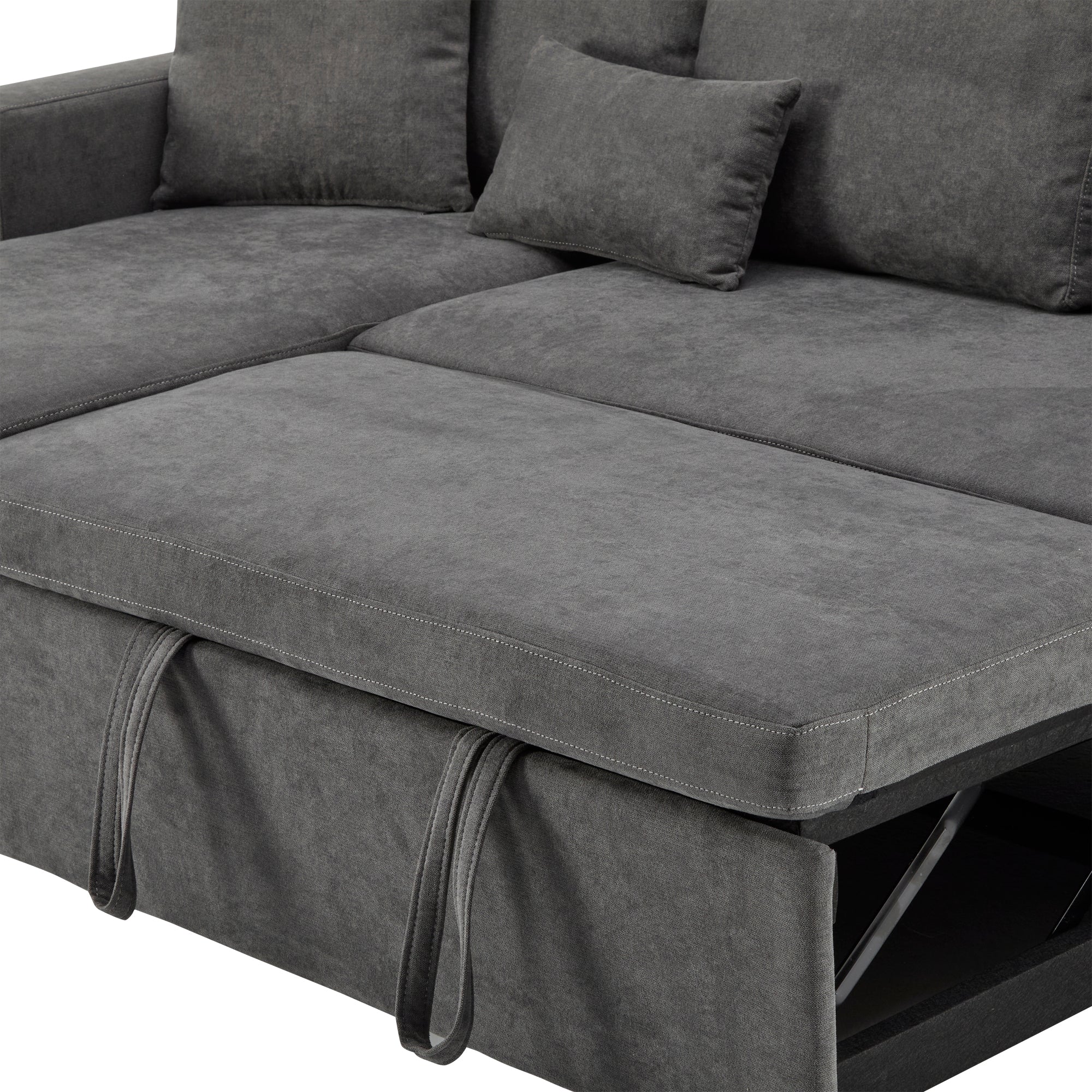 Logidon Corner Sofa Gray Extendable Bed With Bed Box Shelf 214x131