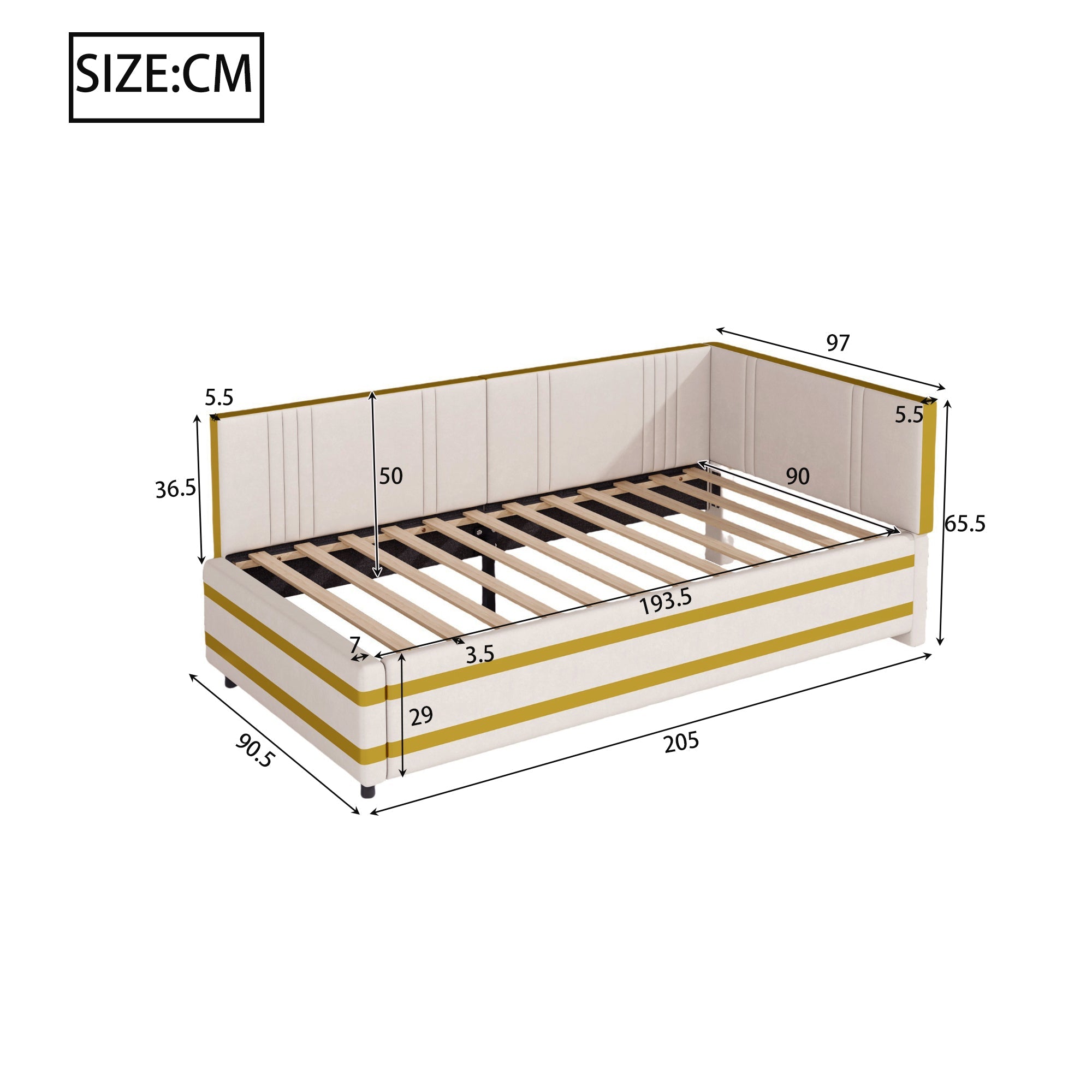 Logidon gestoffeerd bed 90x200 beige met lattenbodem multifunctioneel bed