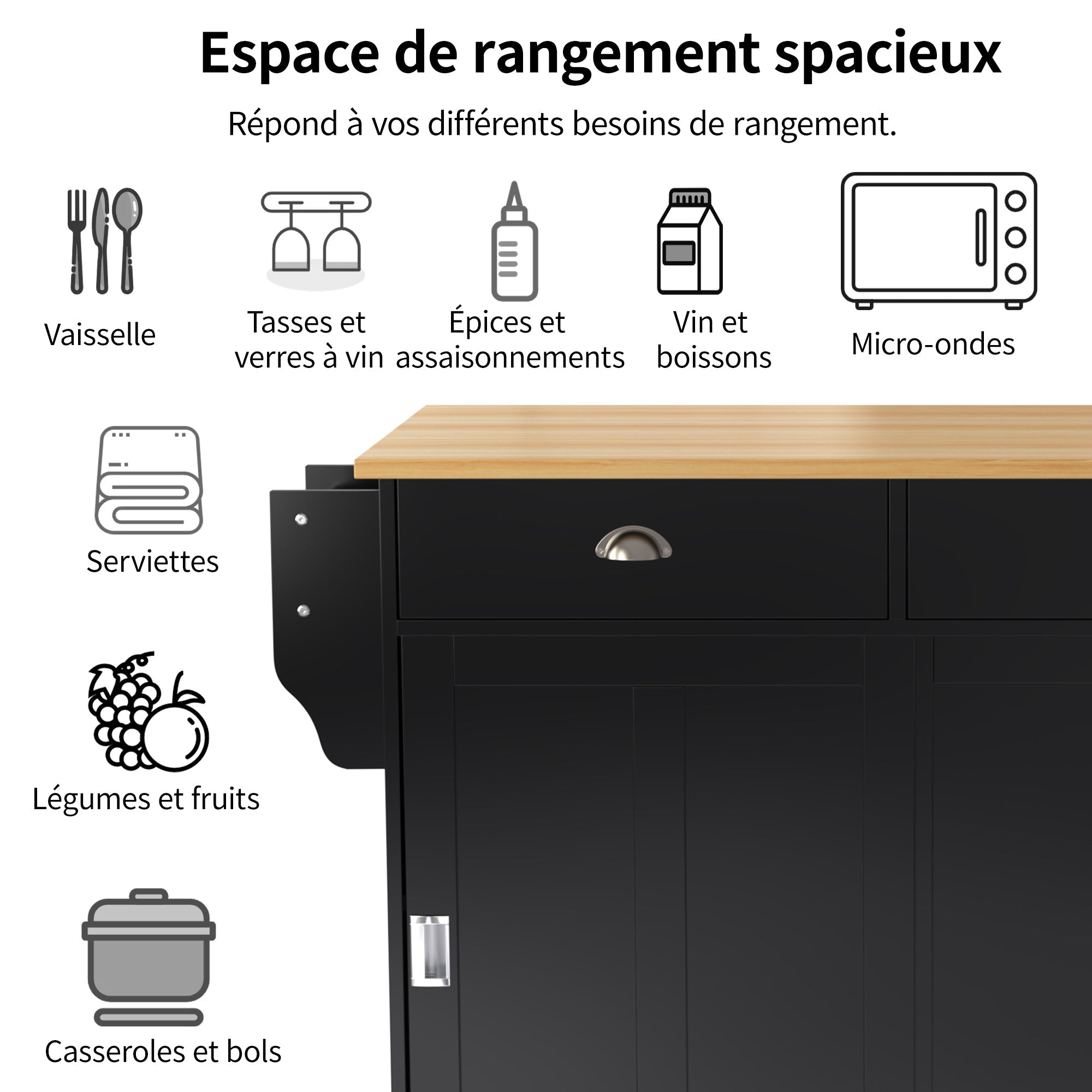 Logidon Sideboard Dining Room Trolley 112x70x94 cm Black Folding Plate
