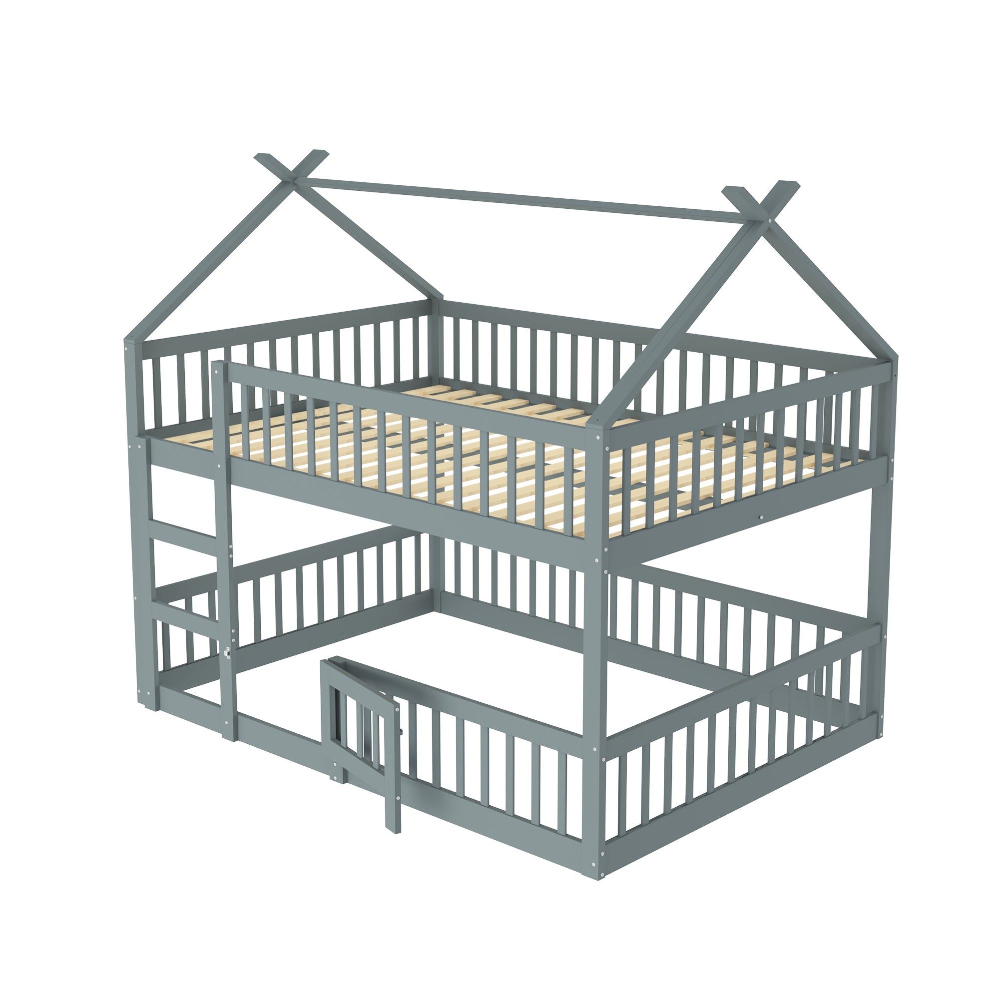 Logidon Kinderstapelbed 140x200 grijs met trap Loft Design