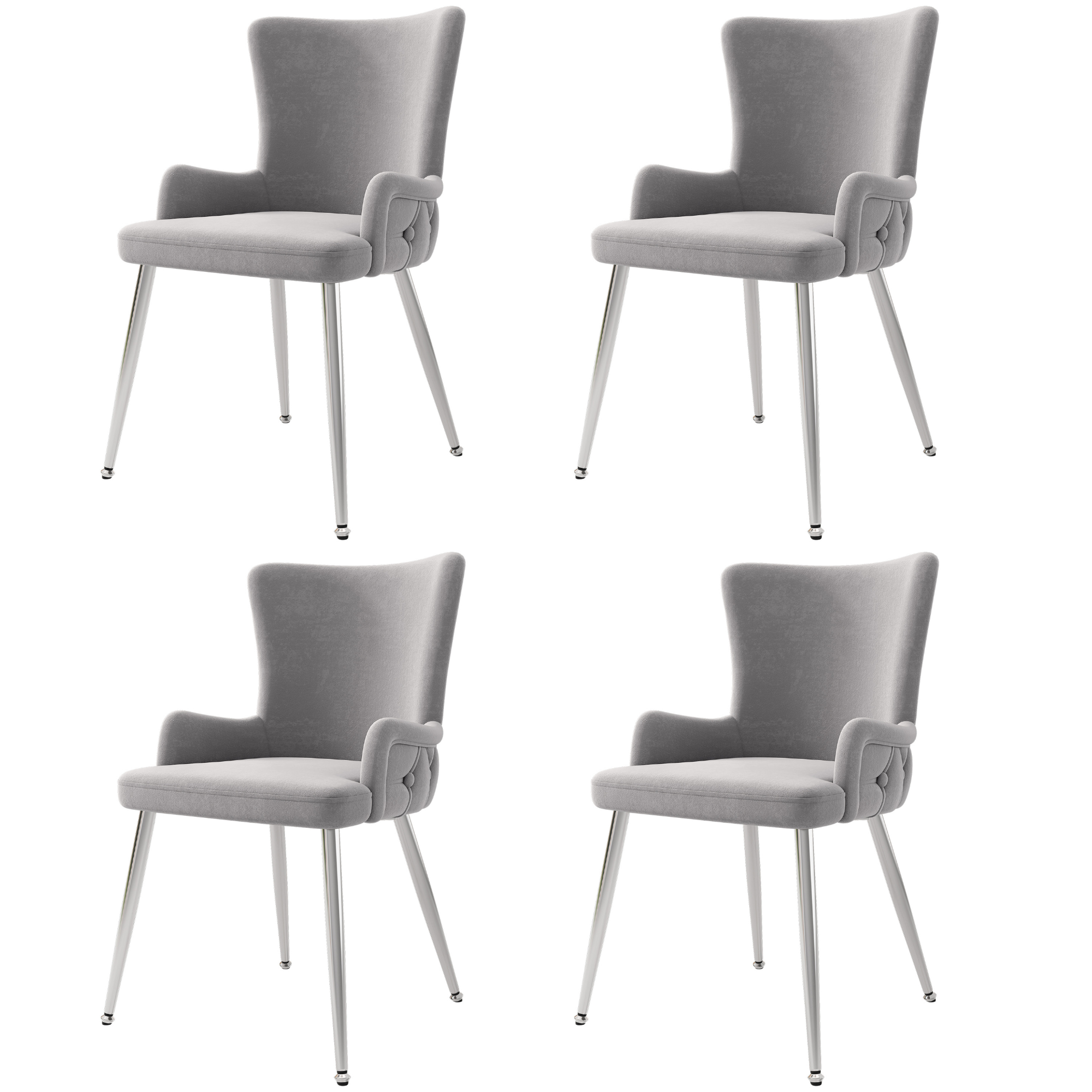 Logidon fluwelen eetkamerstoelen set van 4 grijs met metalen poten