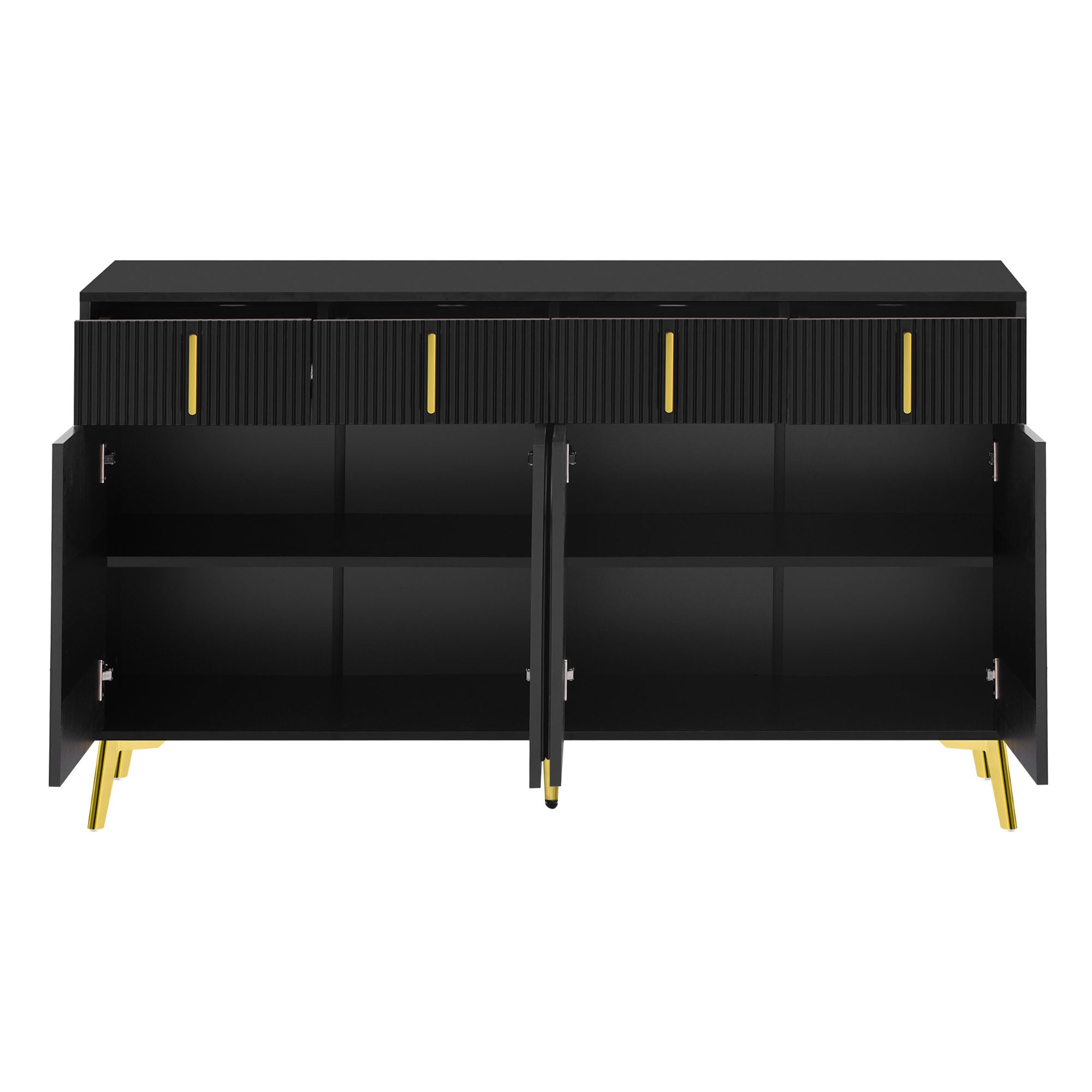 Logidon Dressoir Zwart met Gouden Handgrepen en Poten 140x37,8x82
