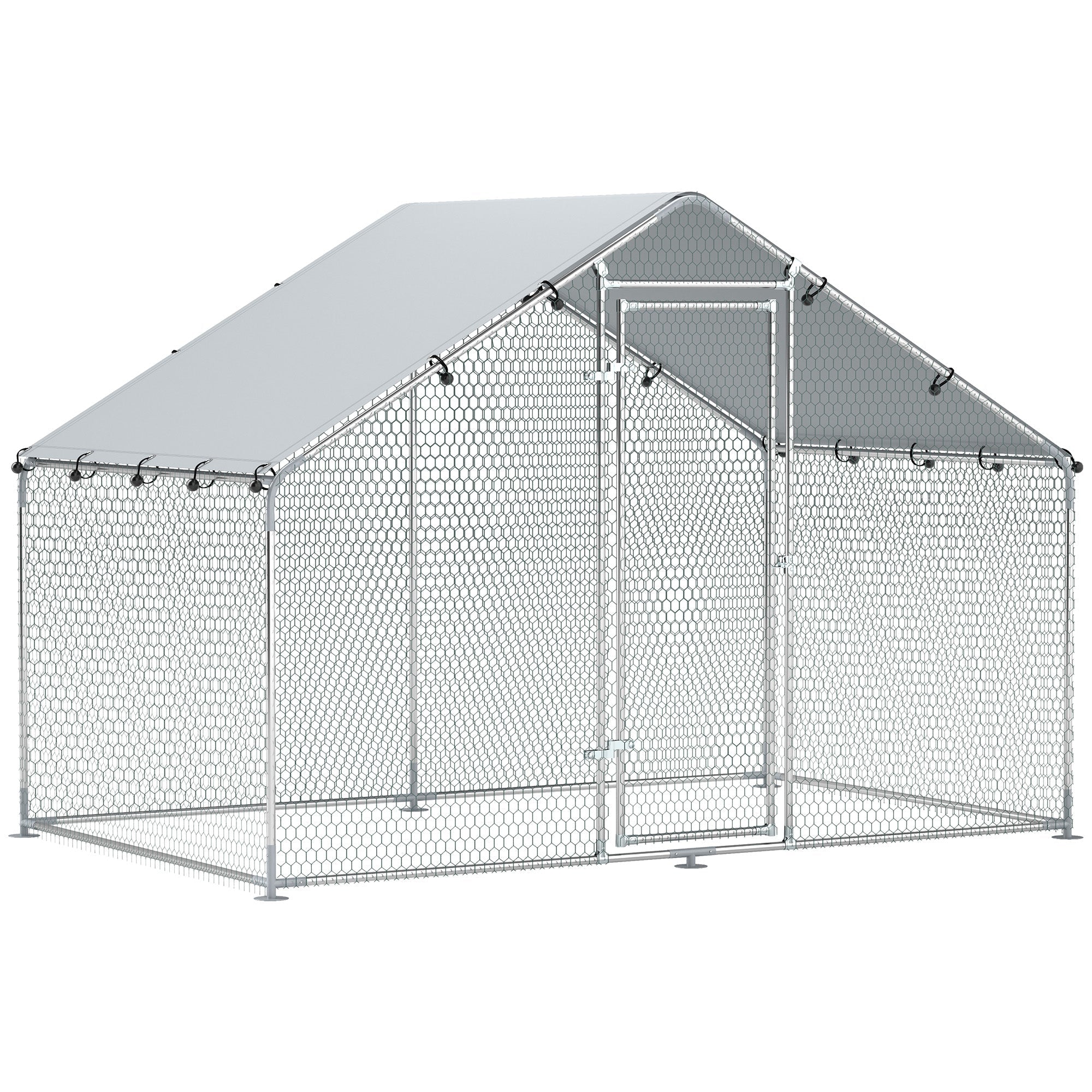 Logidon Kippenhok 3x1,7x1,9m Zilver Staal Waterdicht Dak