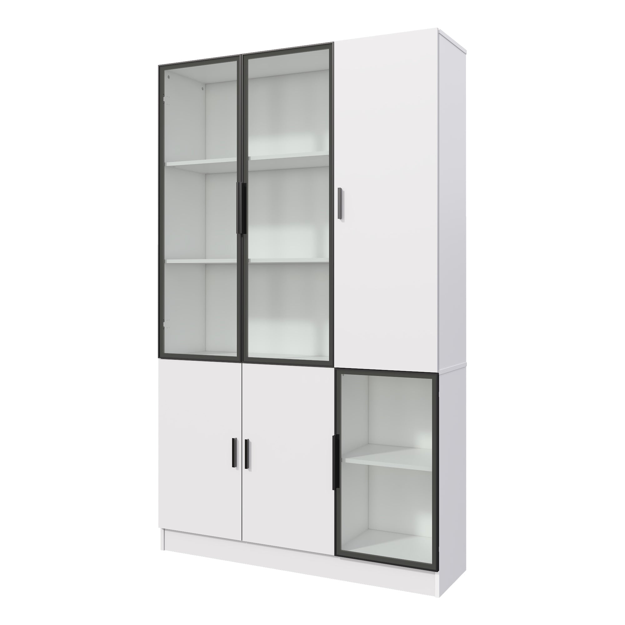 Logidon vitrinekast 120x35x200 cm wit met glazen deuren LED