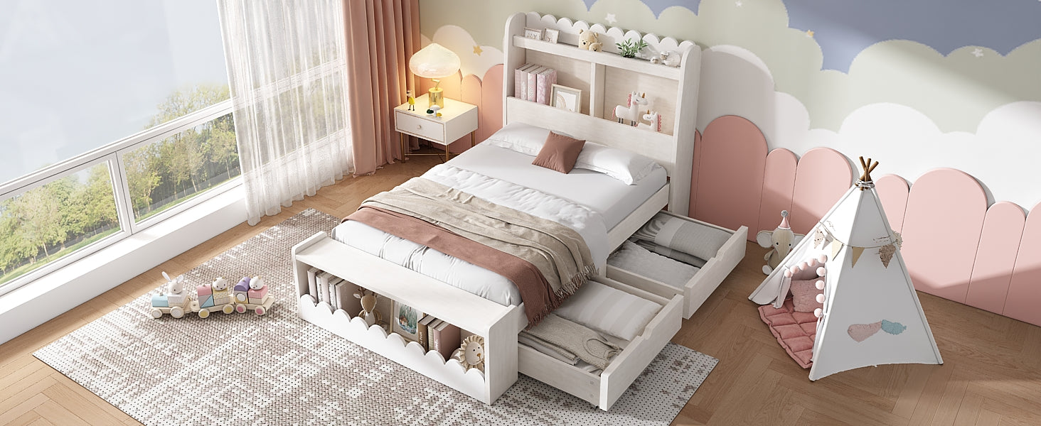 Logidon kinderbed 90x200 wit eiken opberglades