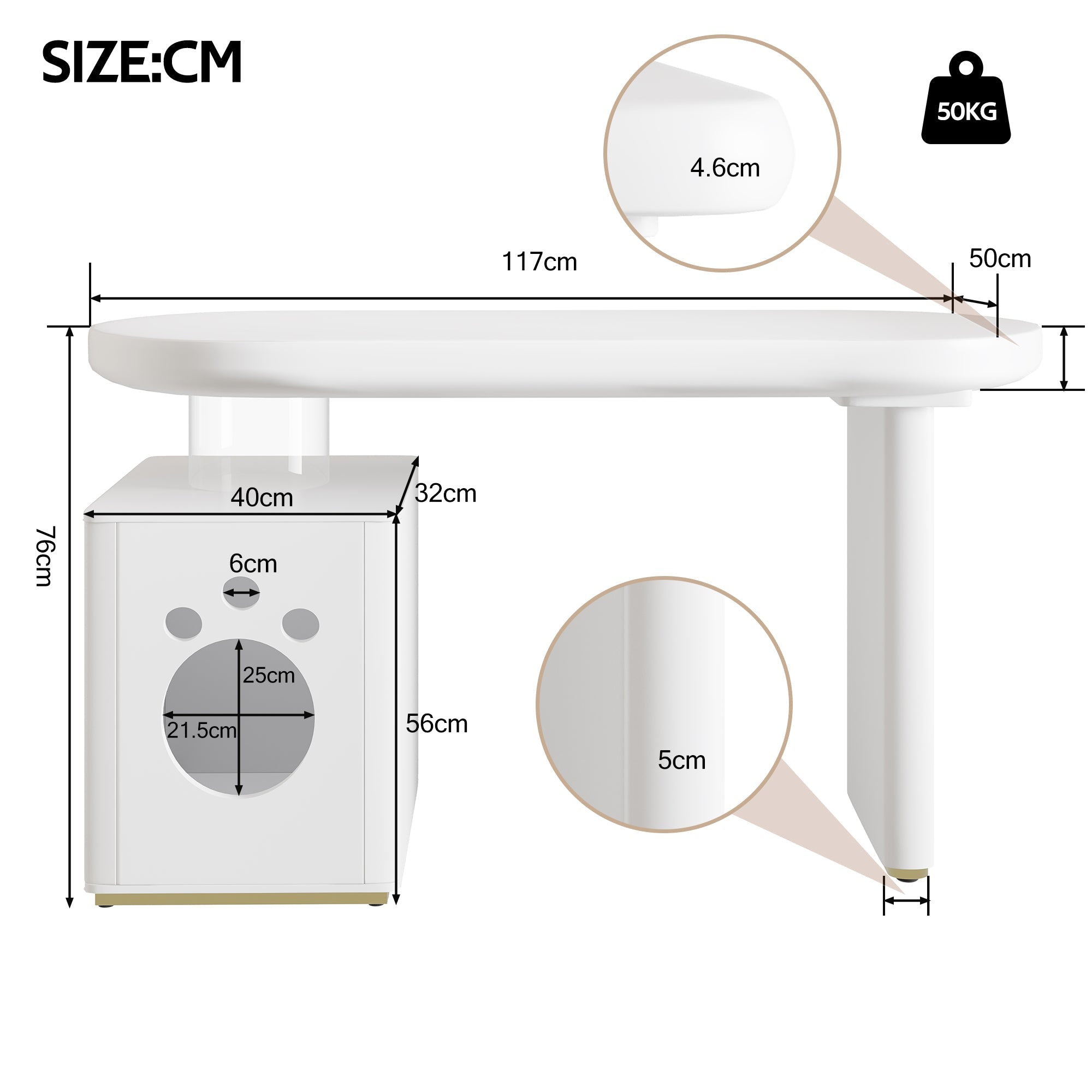 Logidon Desk With Pet Bed White 117x50x76 cm