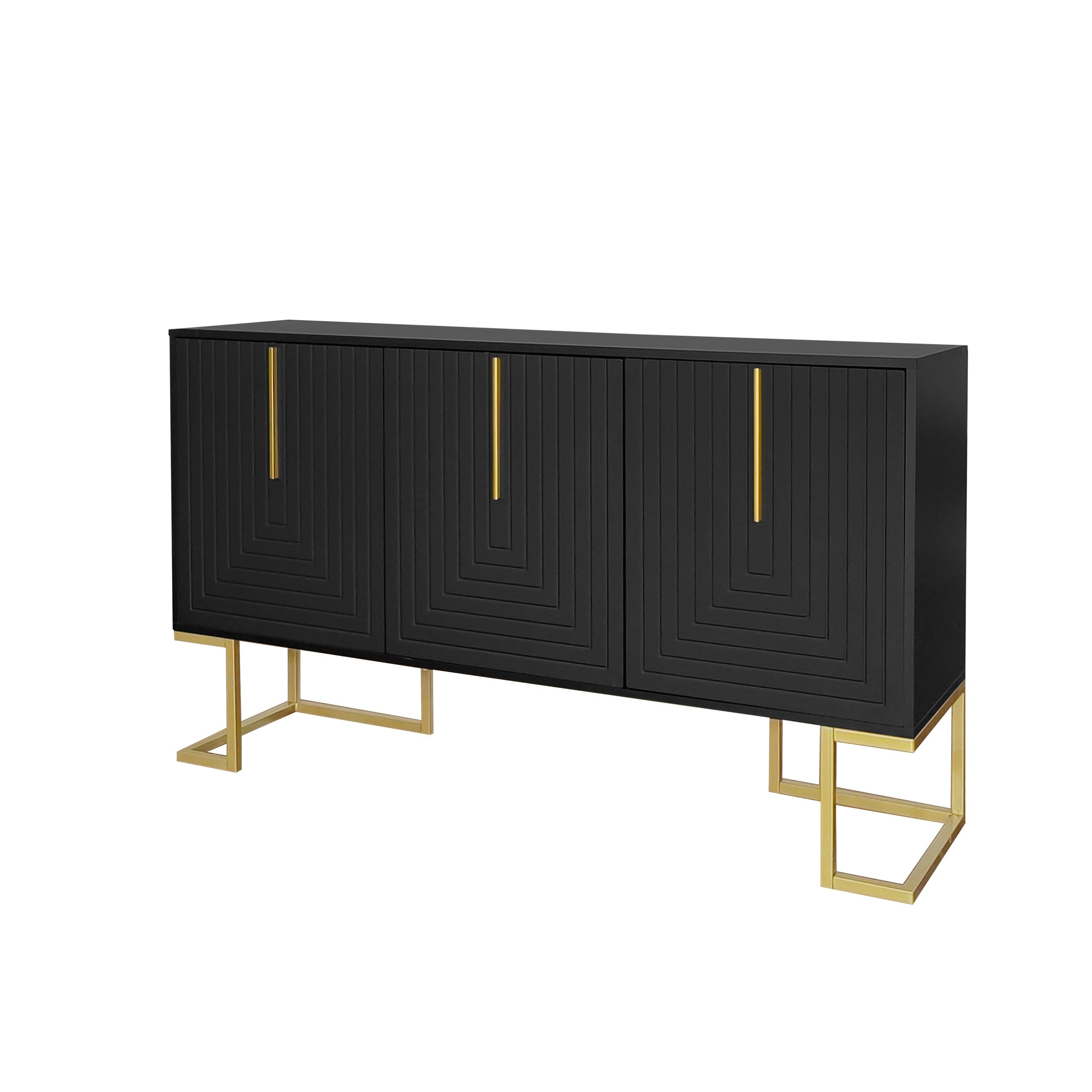 Logidon Dressoir 3 Deurs Zwart Met Verstelbare Planken