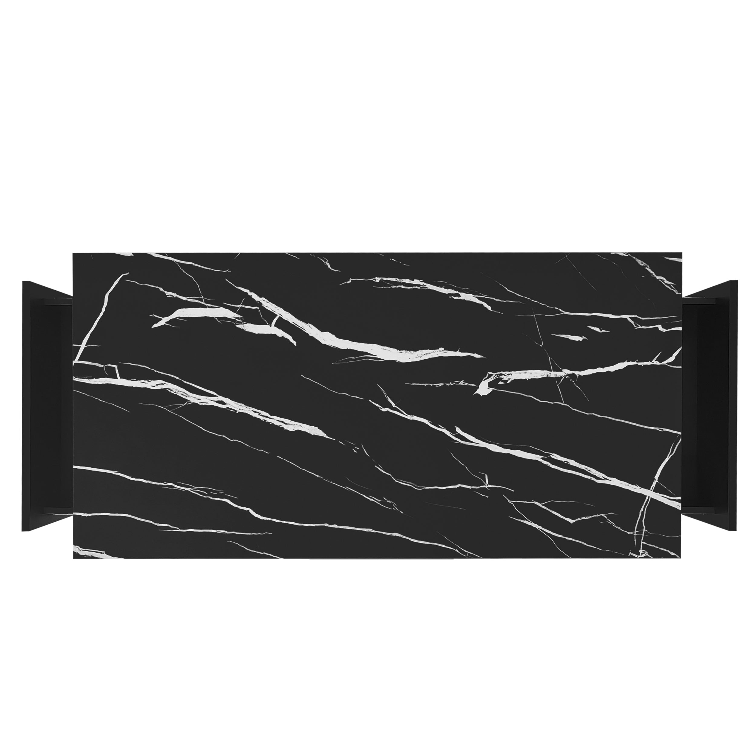 Logidon Zwarte tv-wandmeubelset 2 tv-kast salontafel marmerlook