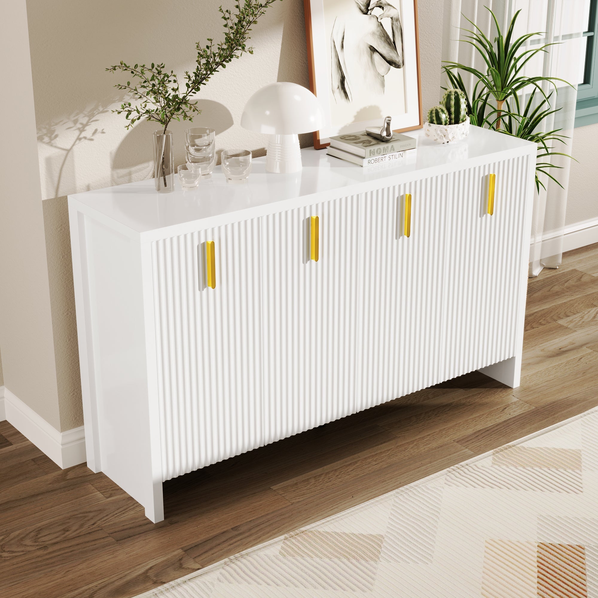 Logidon wit dressoir met gouden handgrepen en verstelbare planken