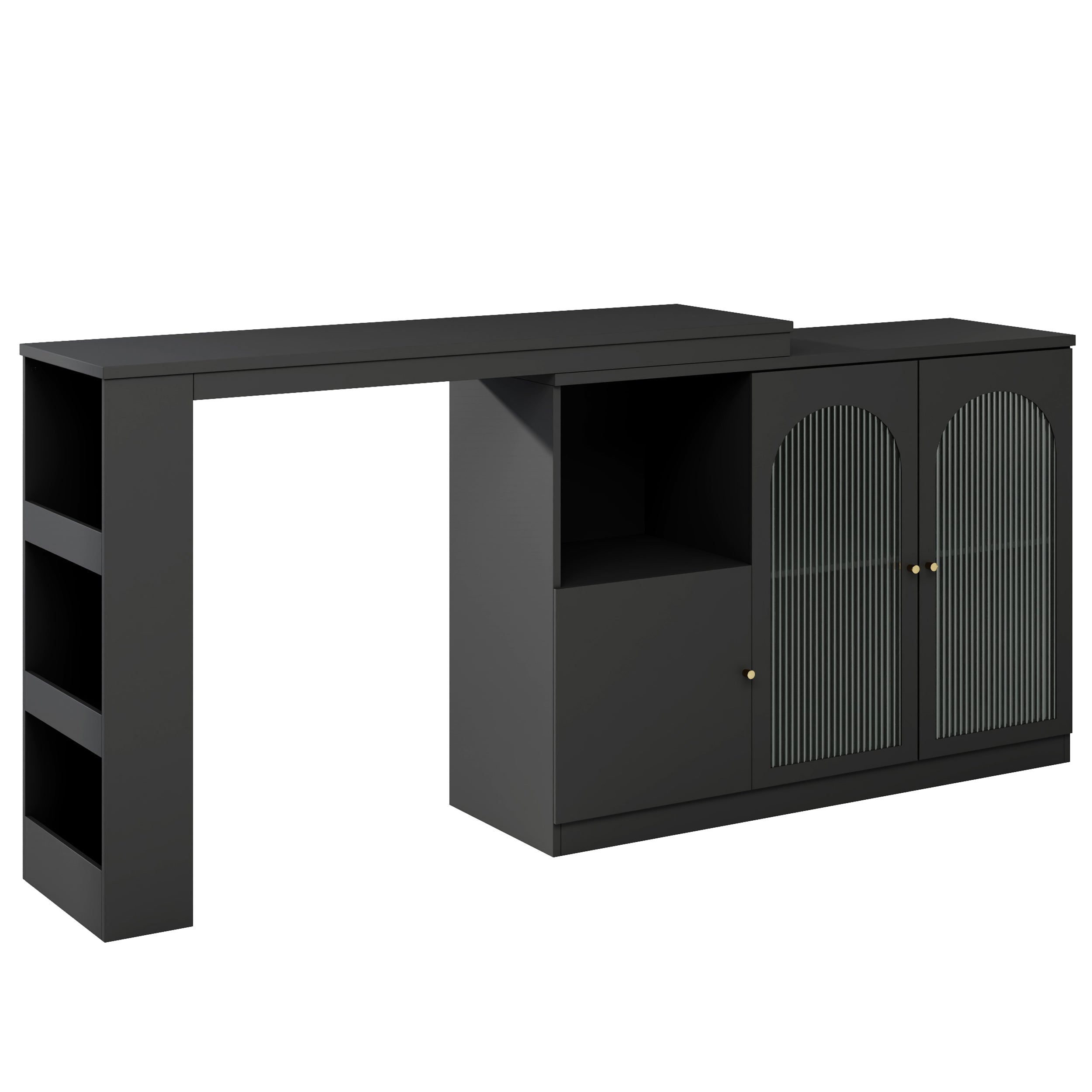 Logidon 360° Rotating Bar Table Black 120x40x97 cm Glass Doors