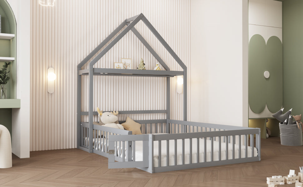 Logidon Kinderbed 140x200 Grijs met opbergruimte en deuren