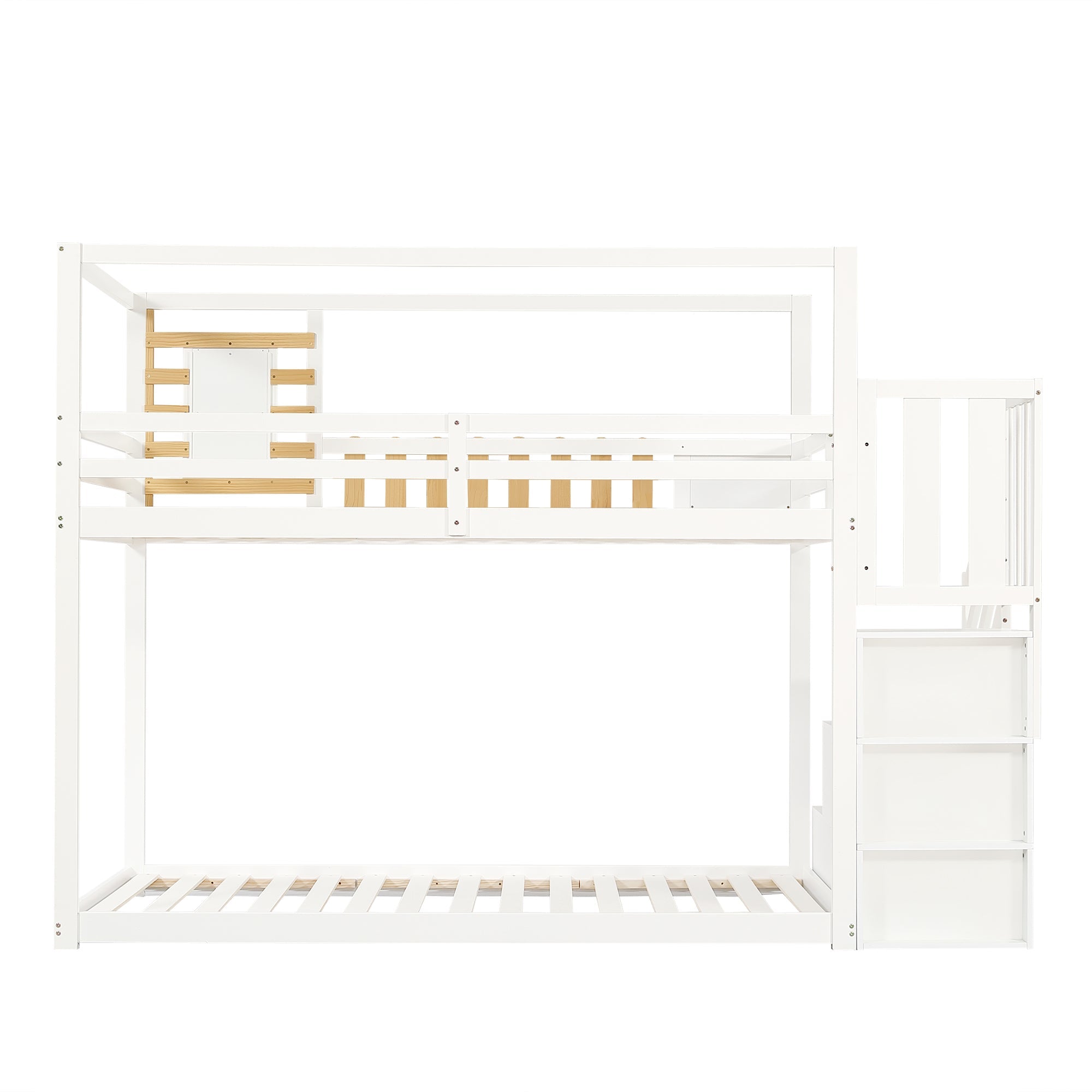 Logidon stapelbed 90x200 cm wit met trapraam en plankenkast