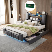 Logidon gestoffeerd bed 160x200 cm grijs kunstleer met LED USB-laden